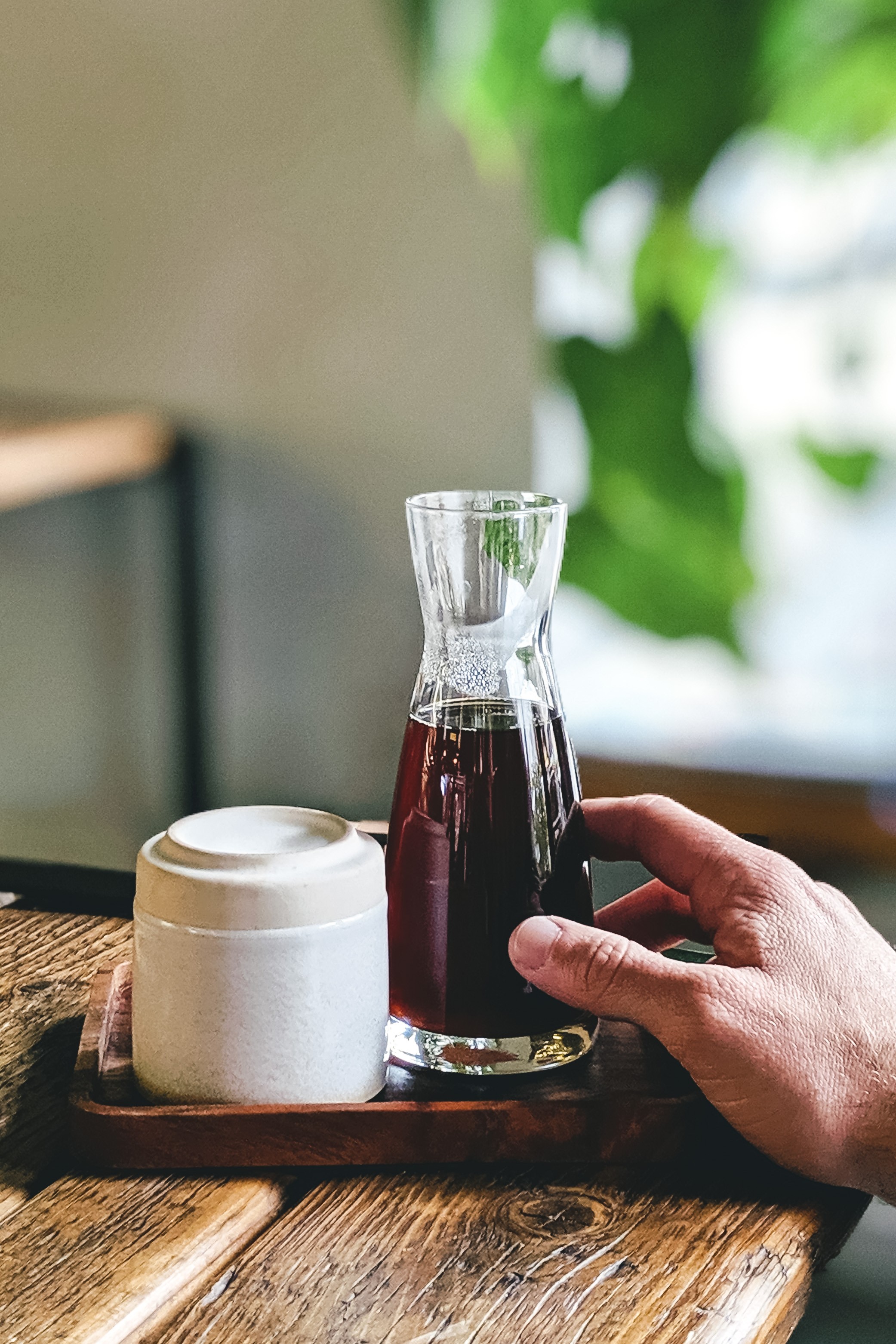 Filtered coffee in a glass