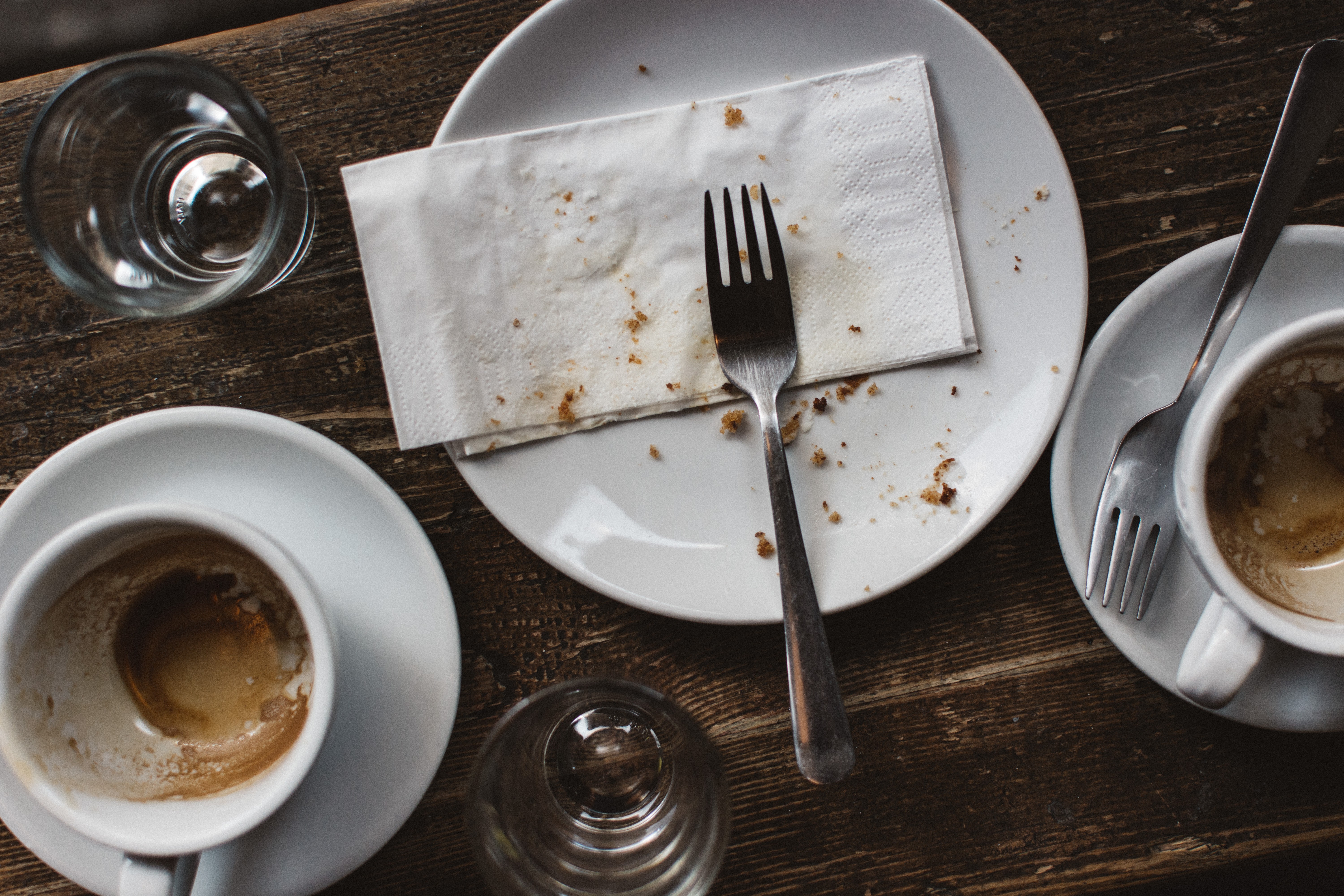 Finished food and coffee at a coffee shop