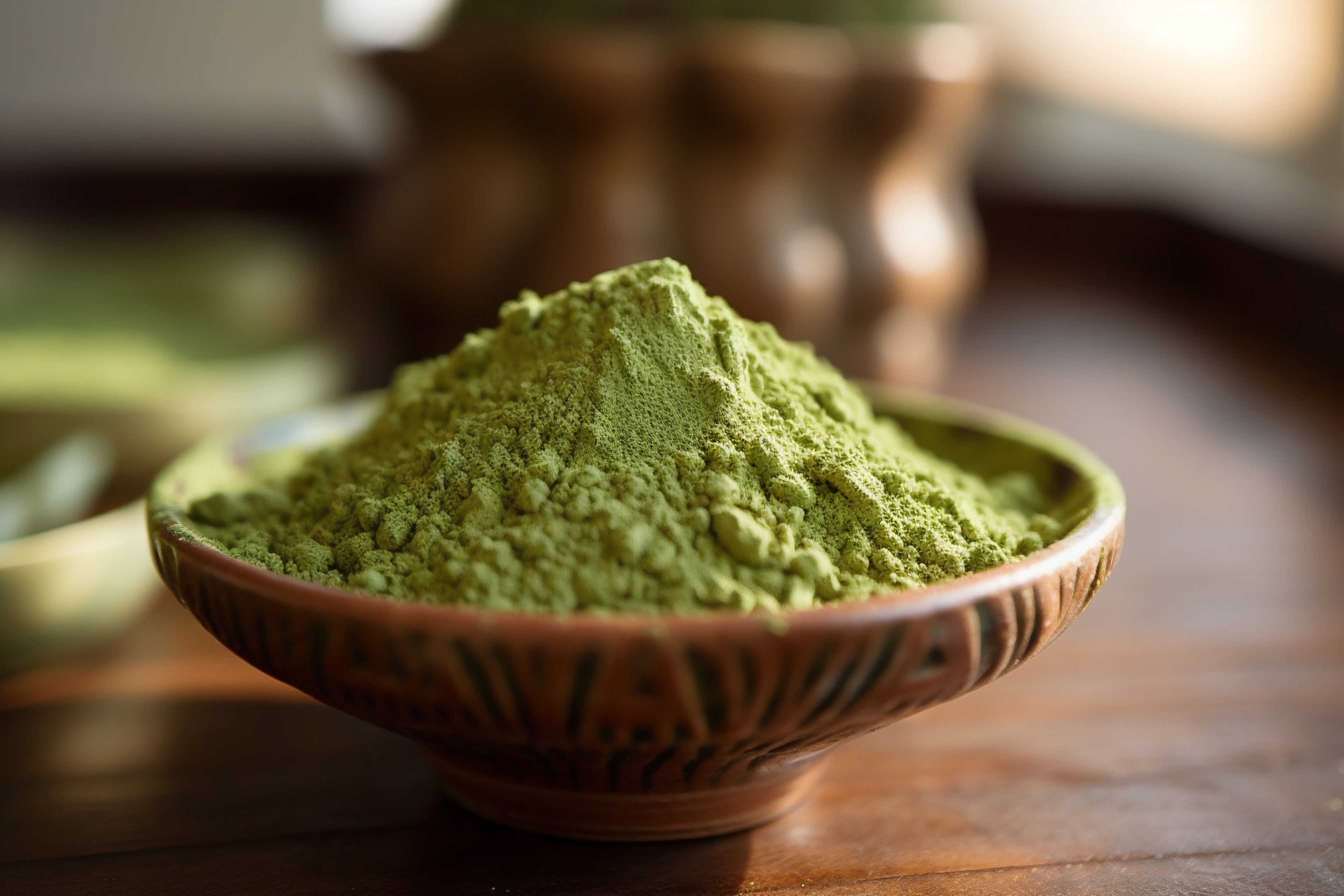 Pó de Matcha em Tigela Rústica