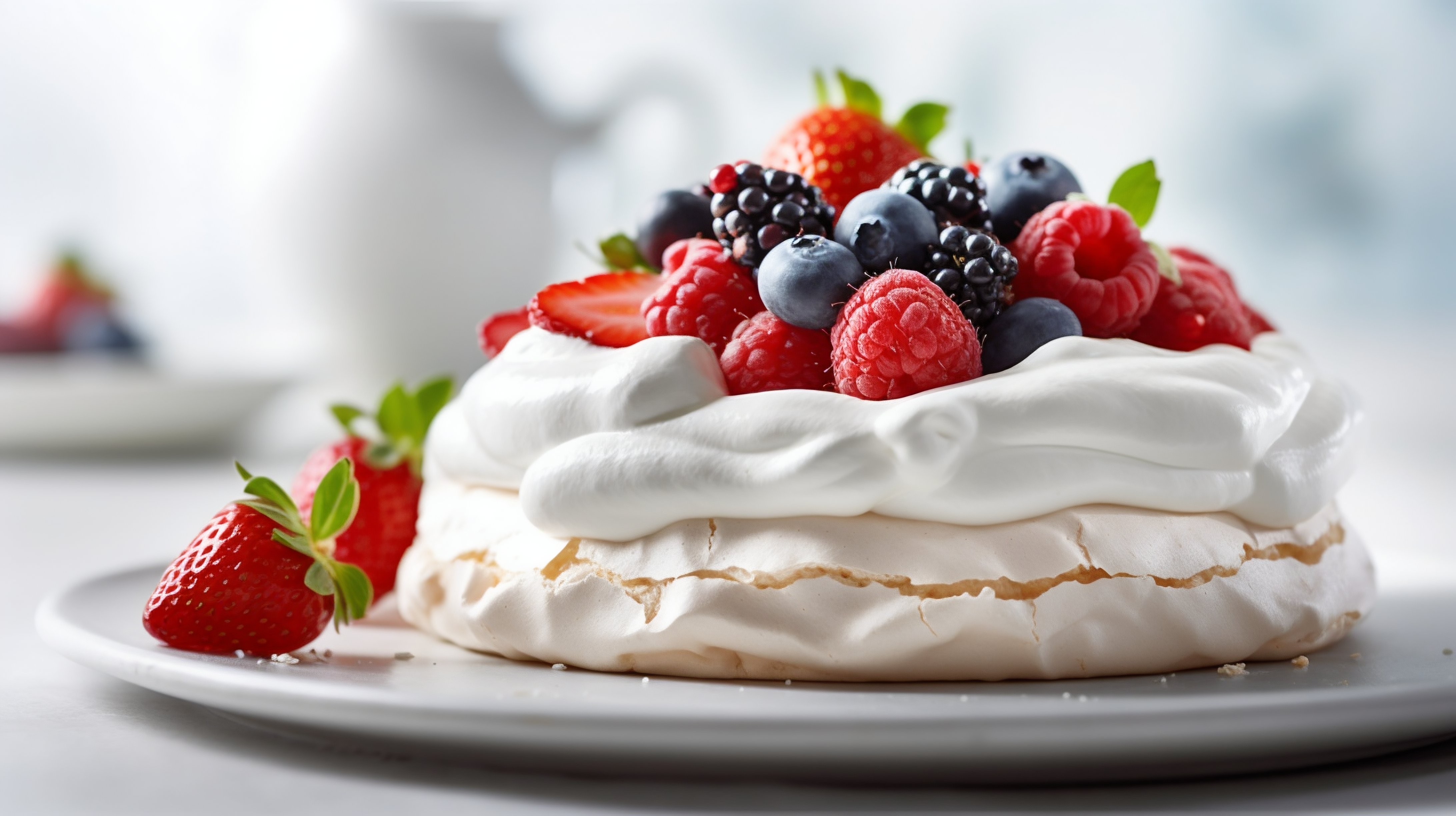 Delicious Berry Pavlova with Whipped Cream