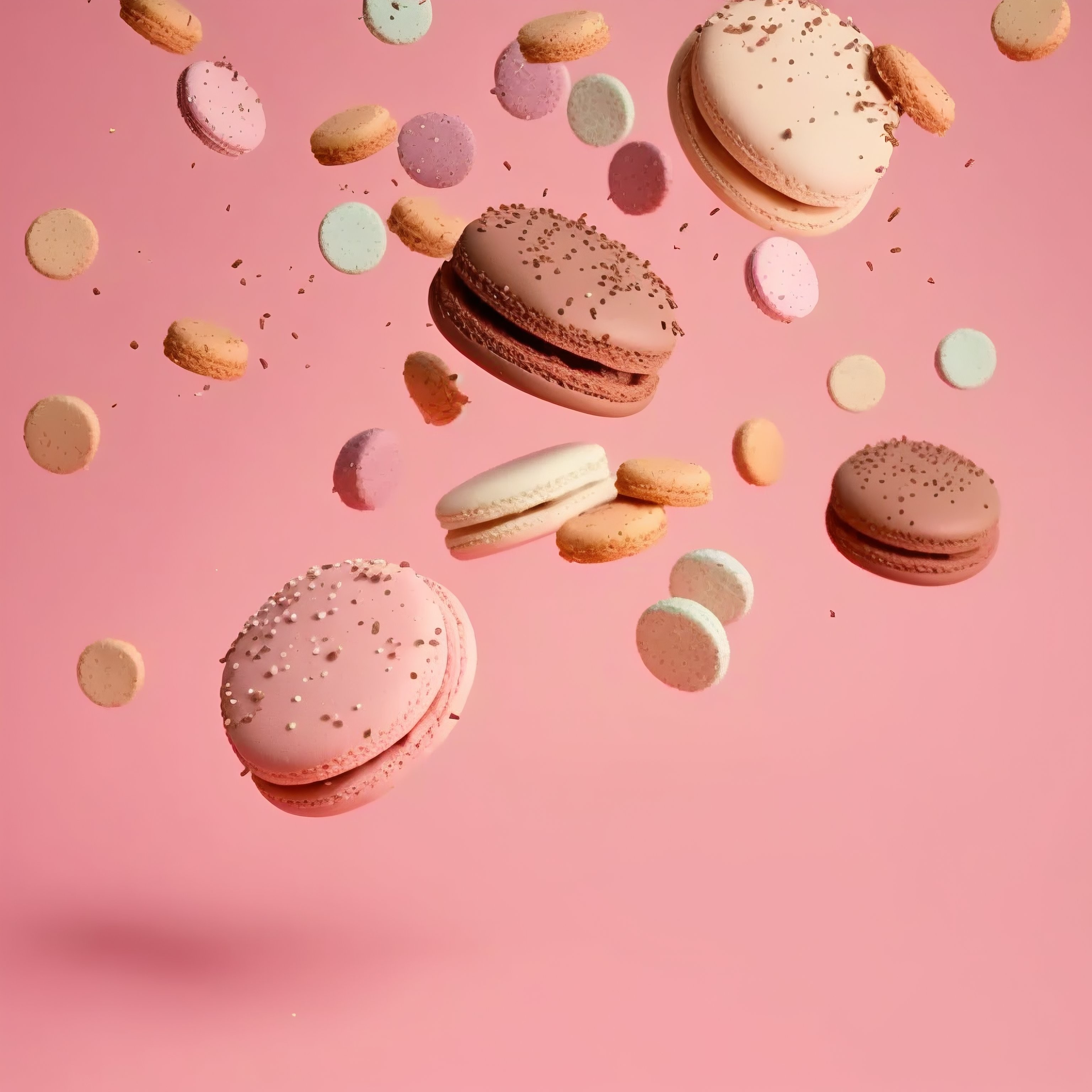 Macarons franceses em um voo no estúdio