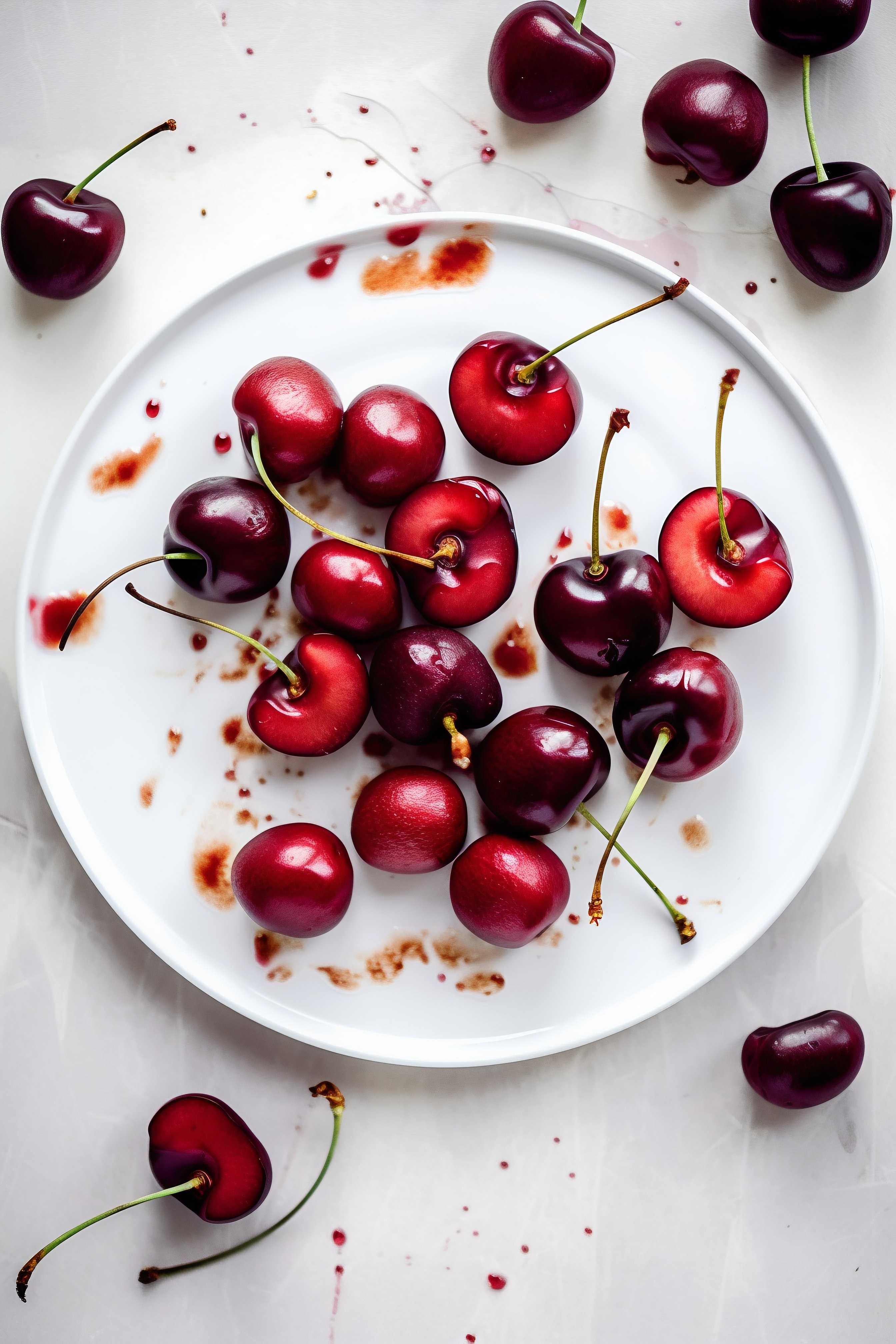 Cerejas frescas e suculentas