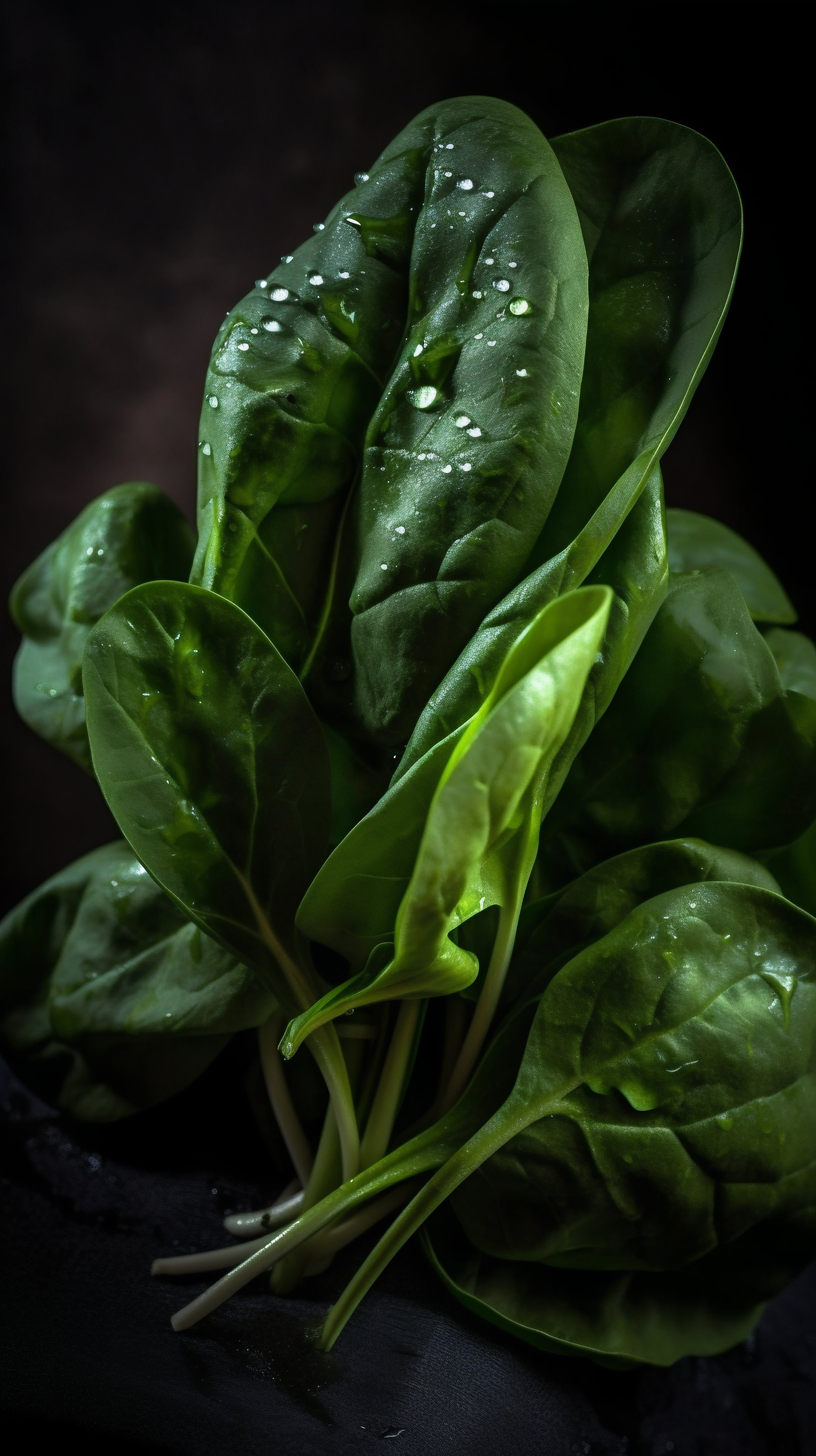 新鲜菠菜带水珠