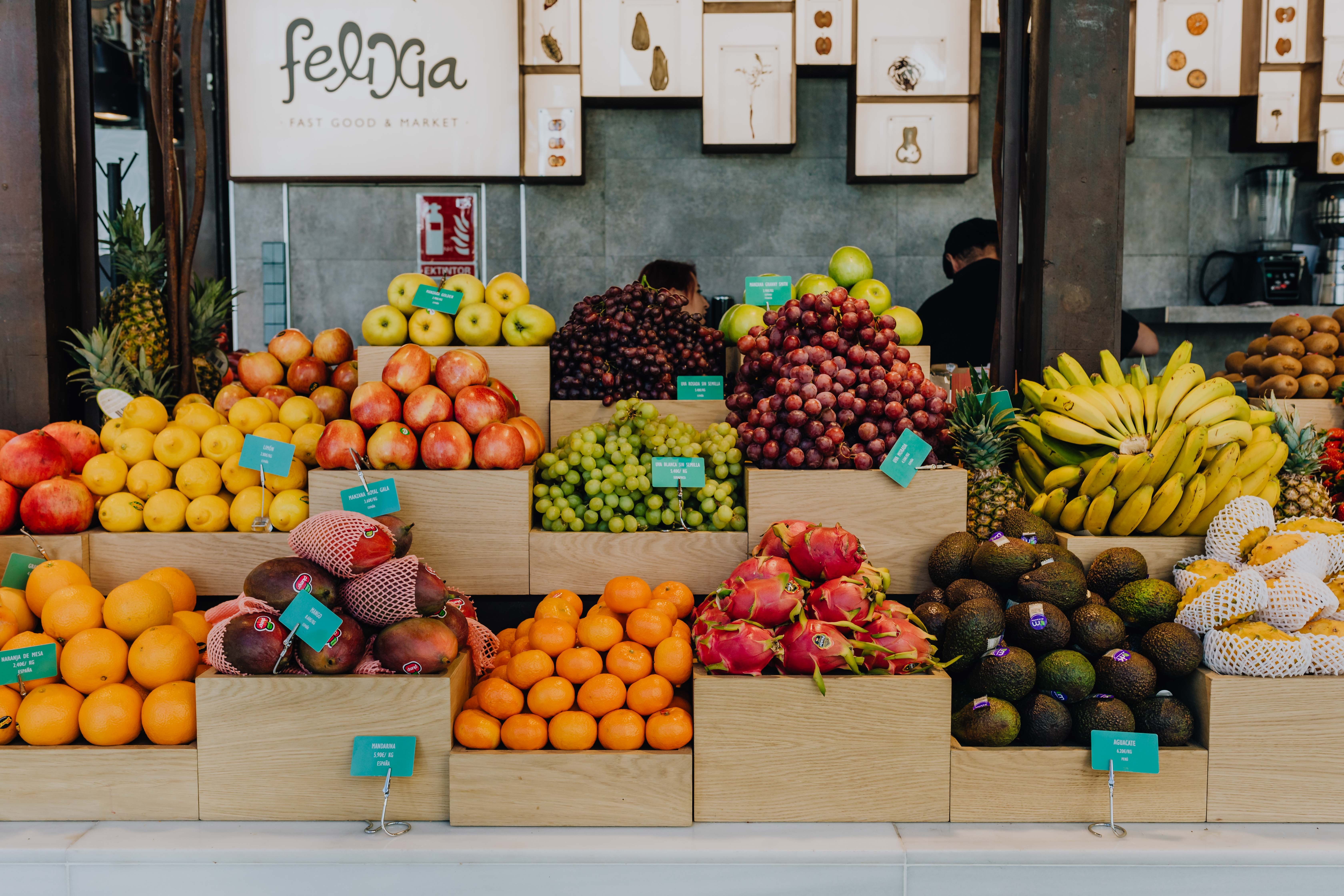 Fresh tropical fruits at a market