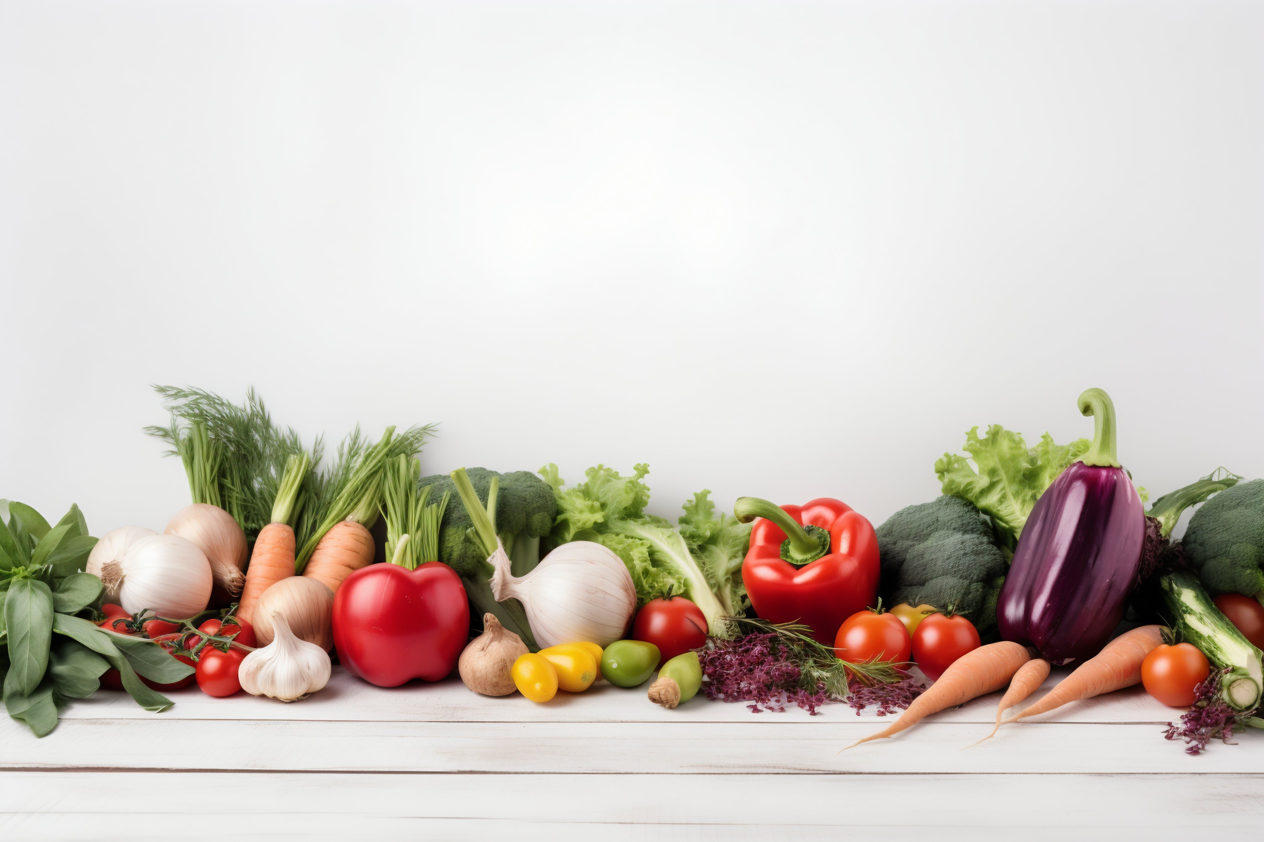 Fresh vegetables on a white background