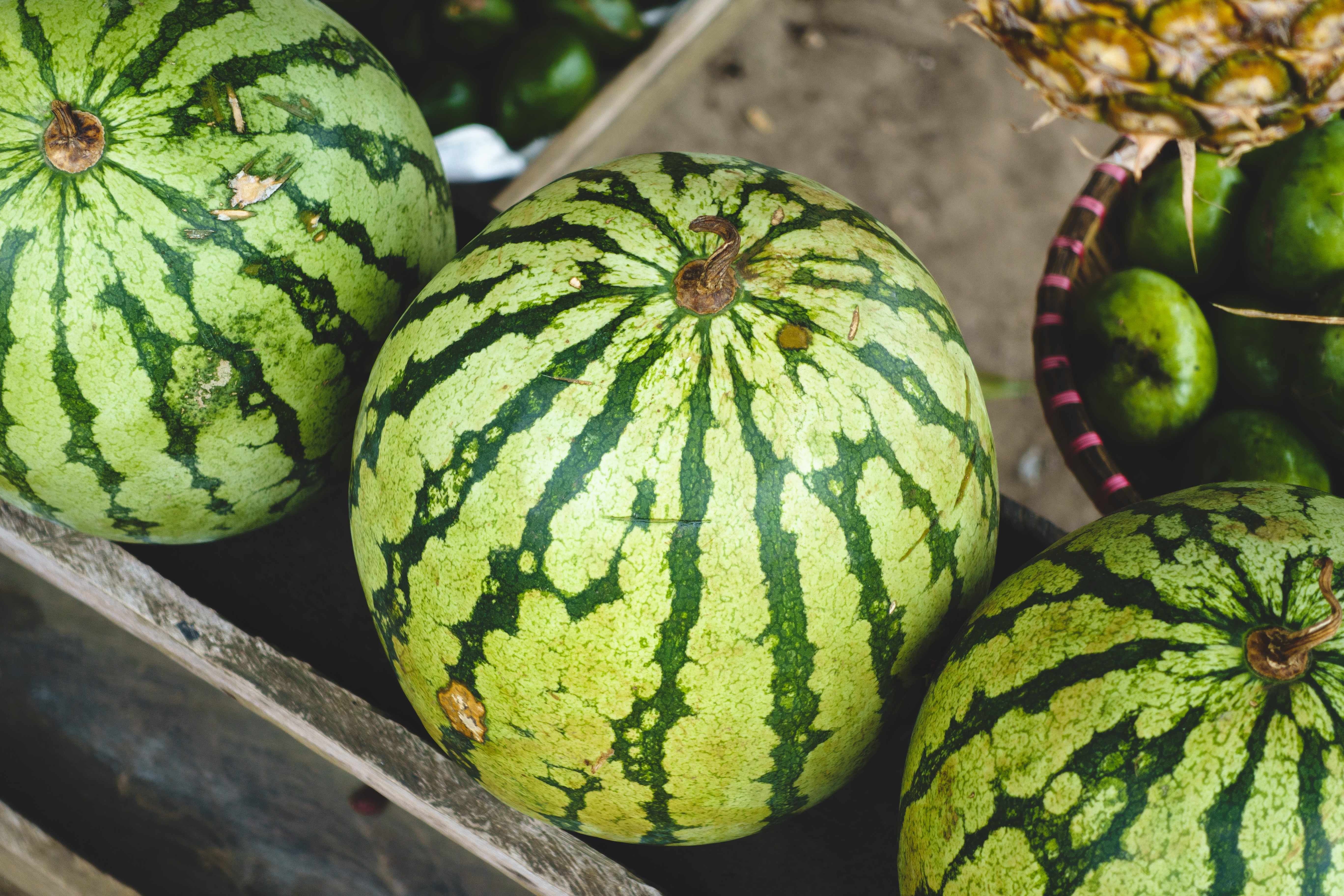 Fresh watermelon at a market
