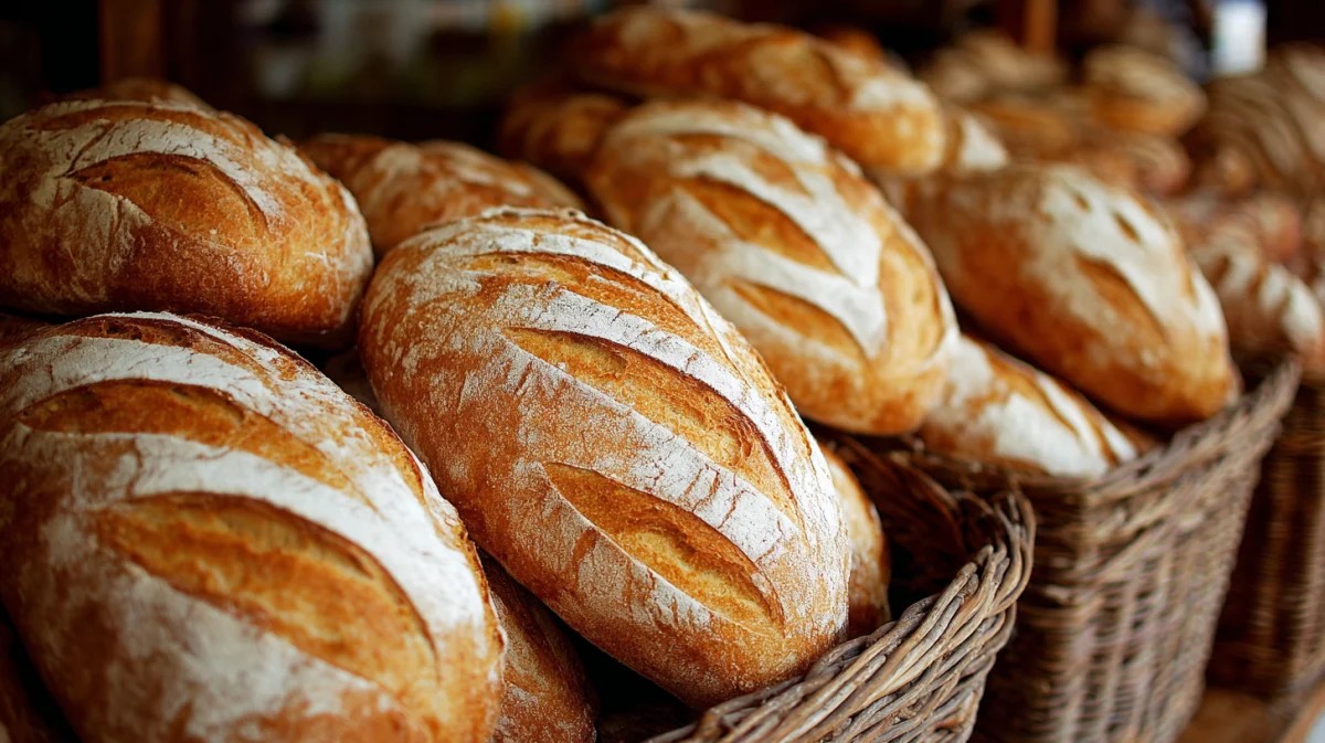 Freshly Baked Artisan Bread Loaves in Baskets