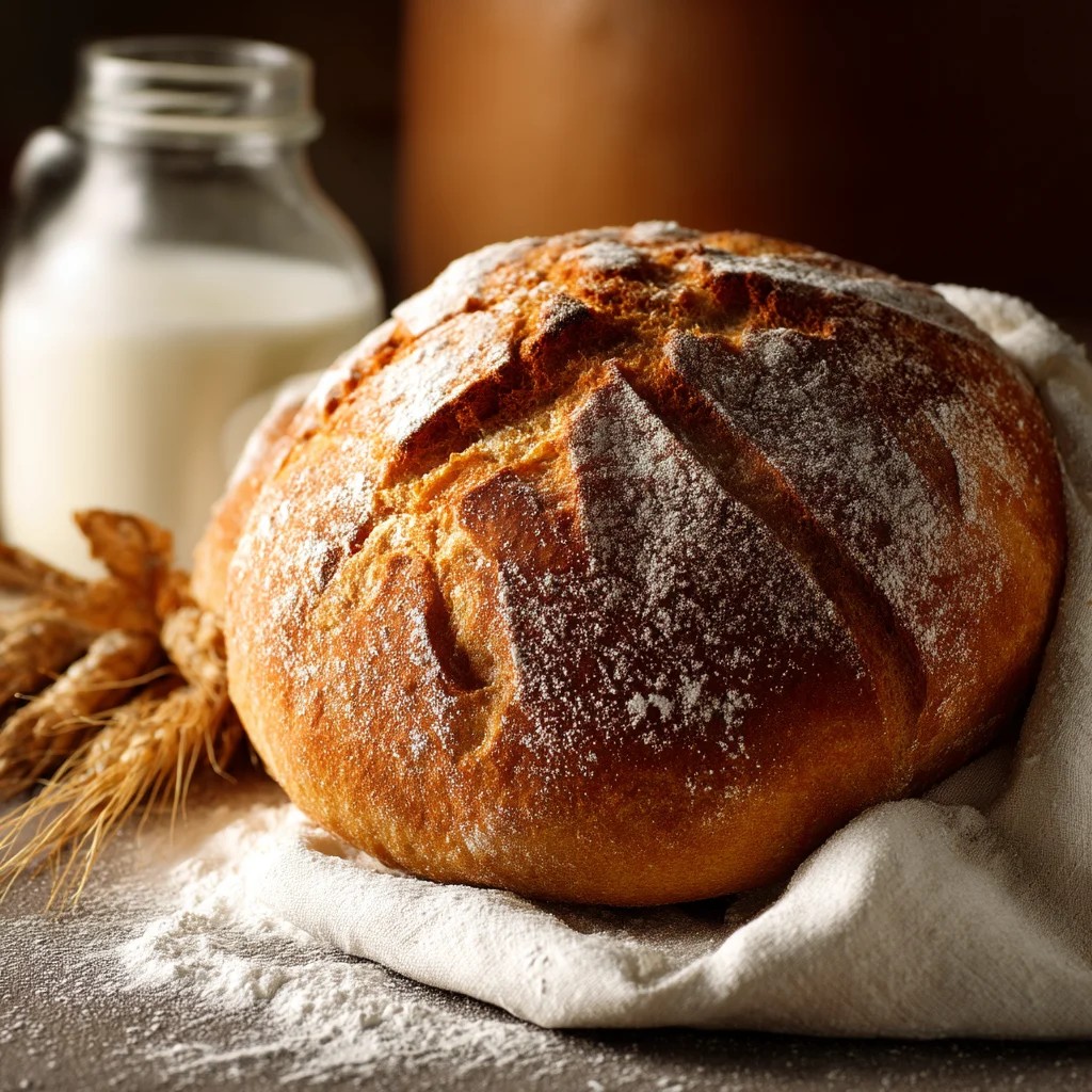 Freshly Baked Artisan Bread with Flour Dusting