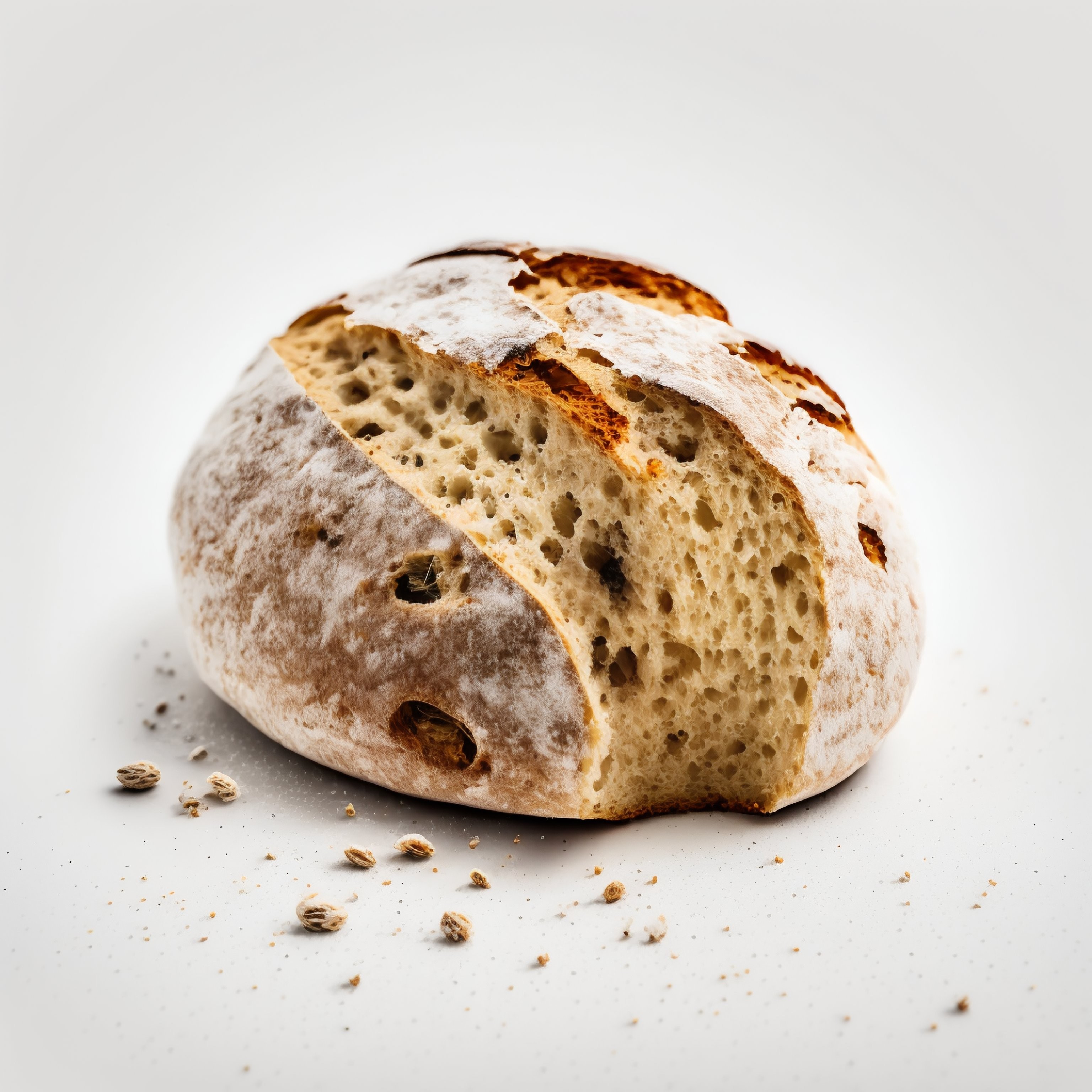 Pão recém-assado em fundo branco