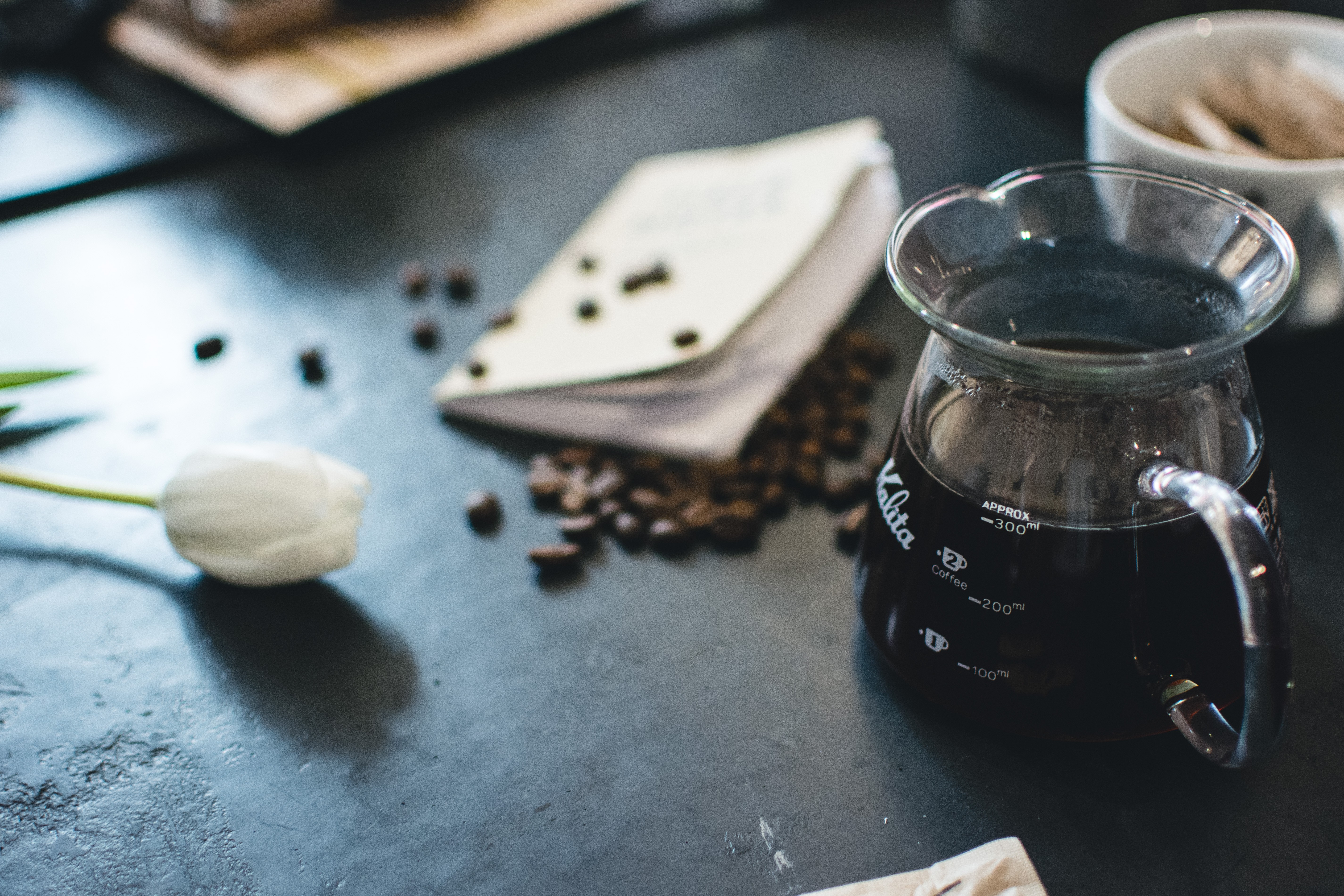 Freshly brewed black coffee
