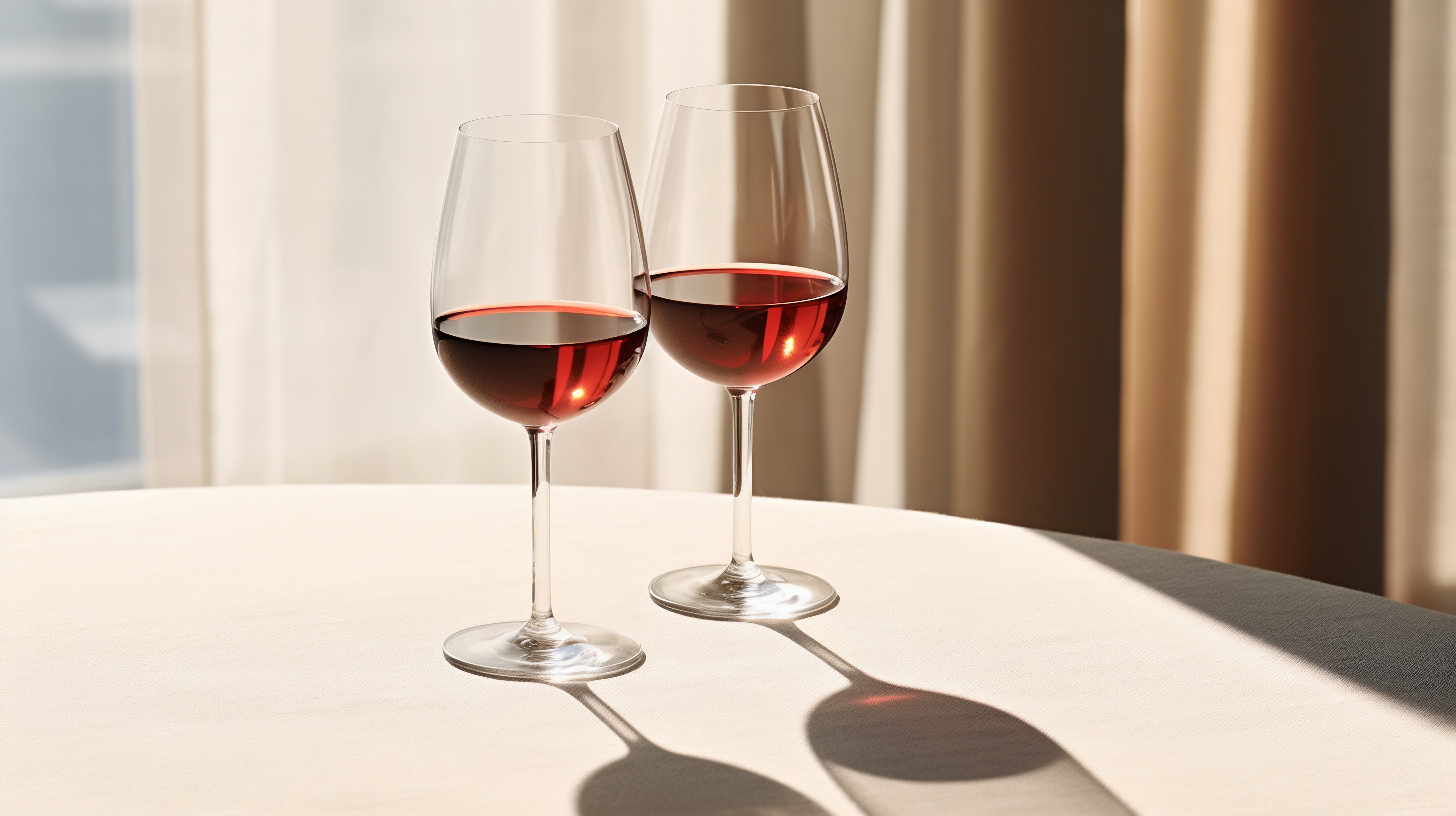 Glasses of wine on a table