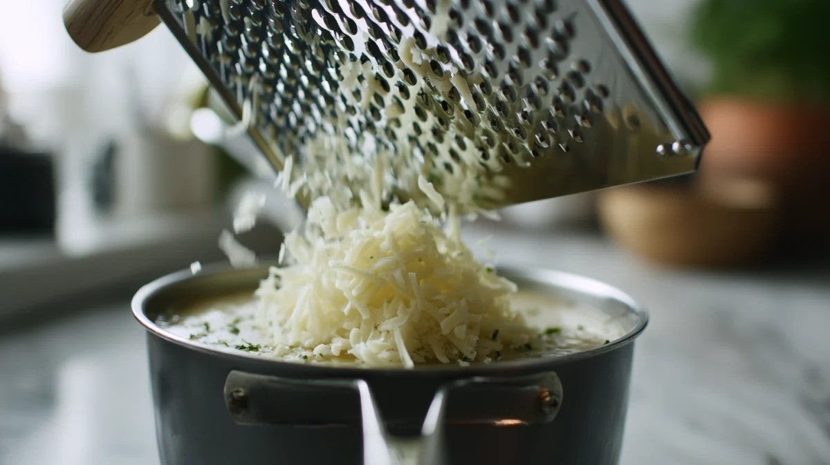 Queijo Ralado Caindo na Panela de Sopa