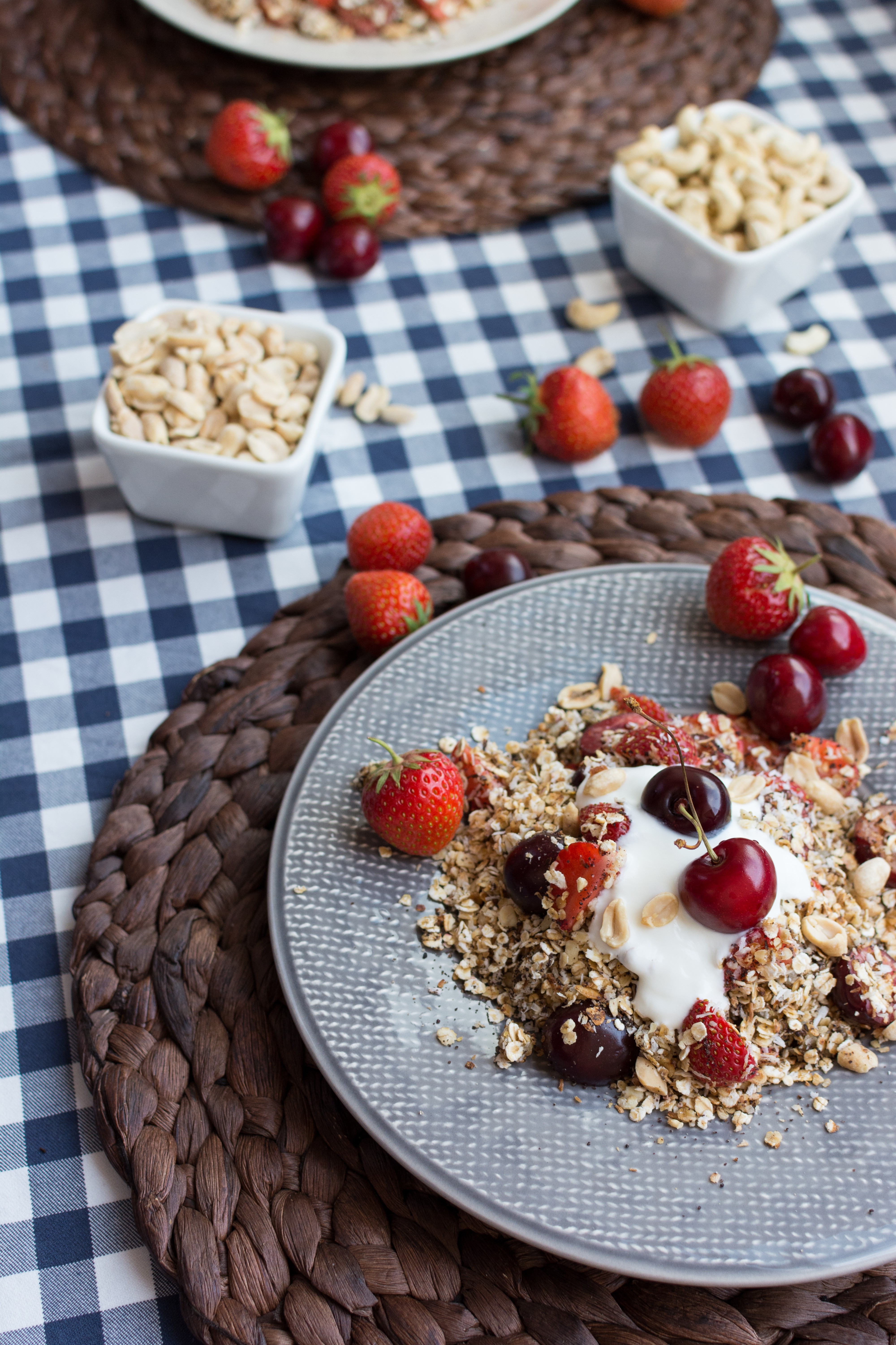 Healthy granola with cherries