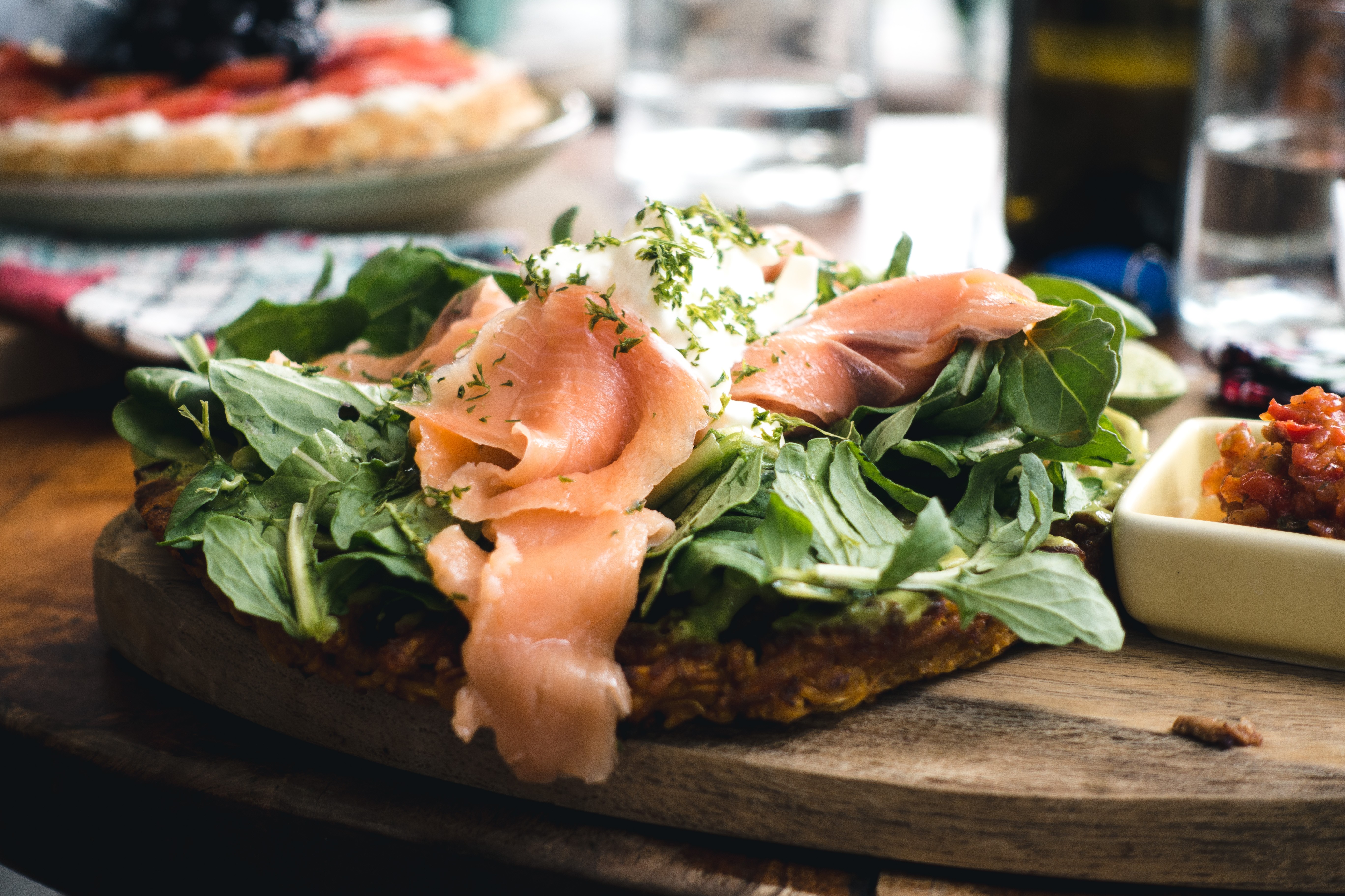 Healthy smoked salmon sandwich