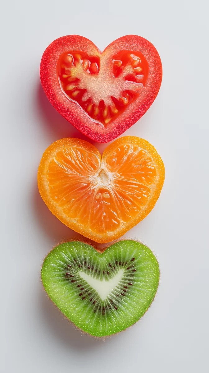 Heart-Shaped Fruit Slices in Vibrant Colors
