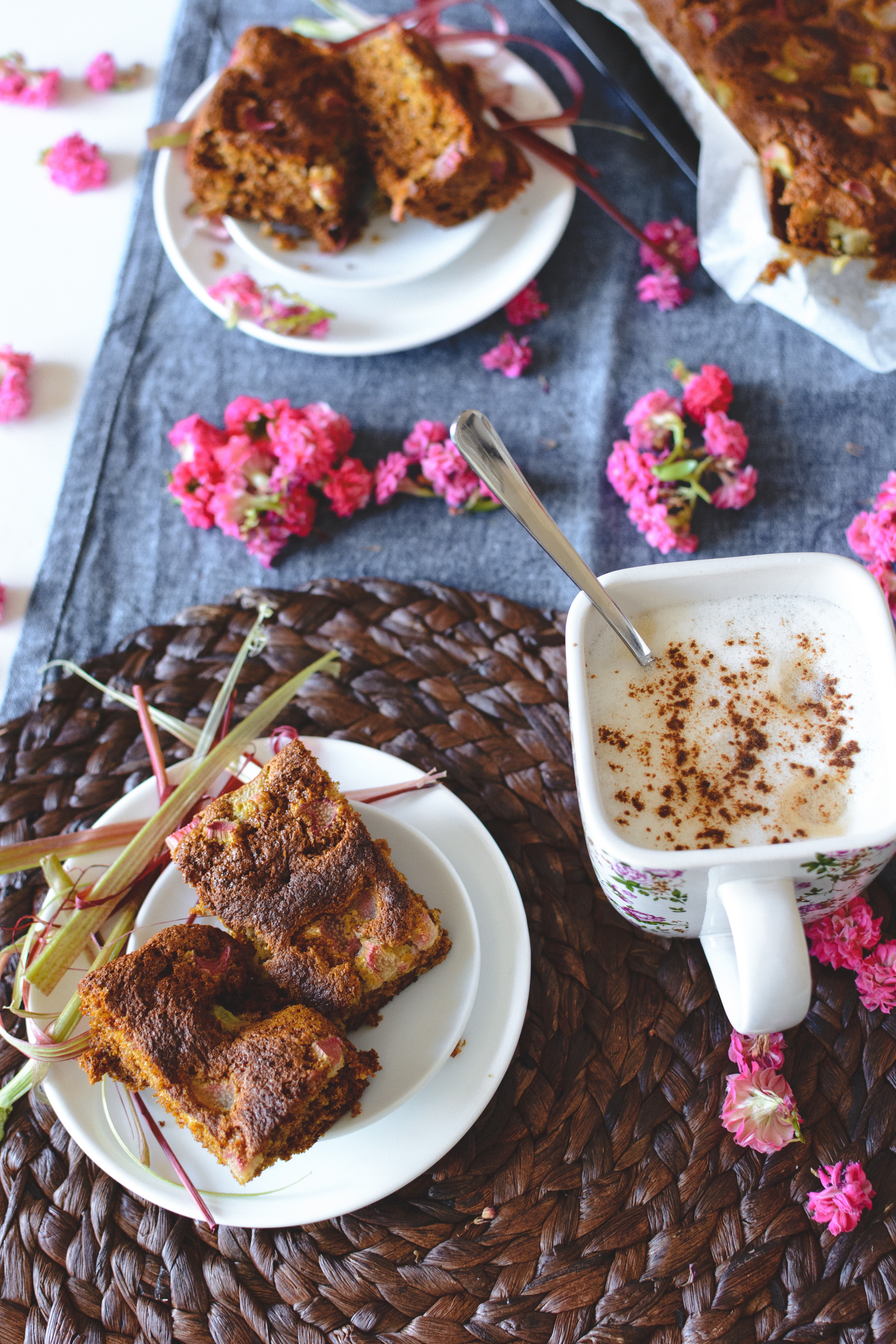Homemade rhubarb cake