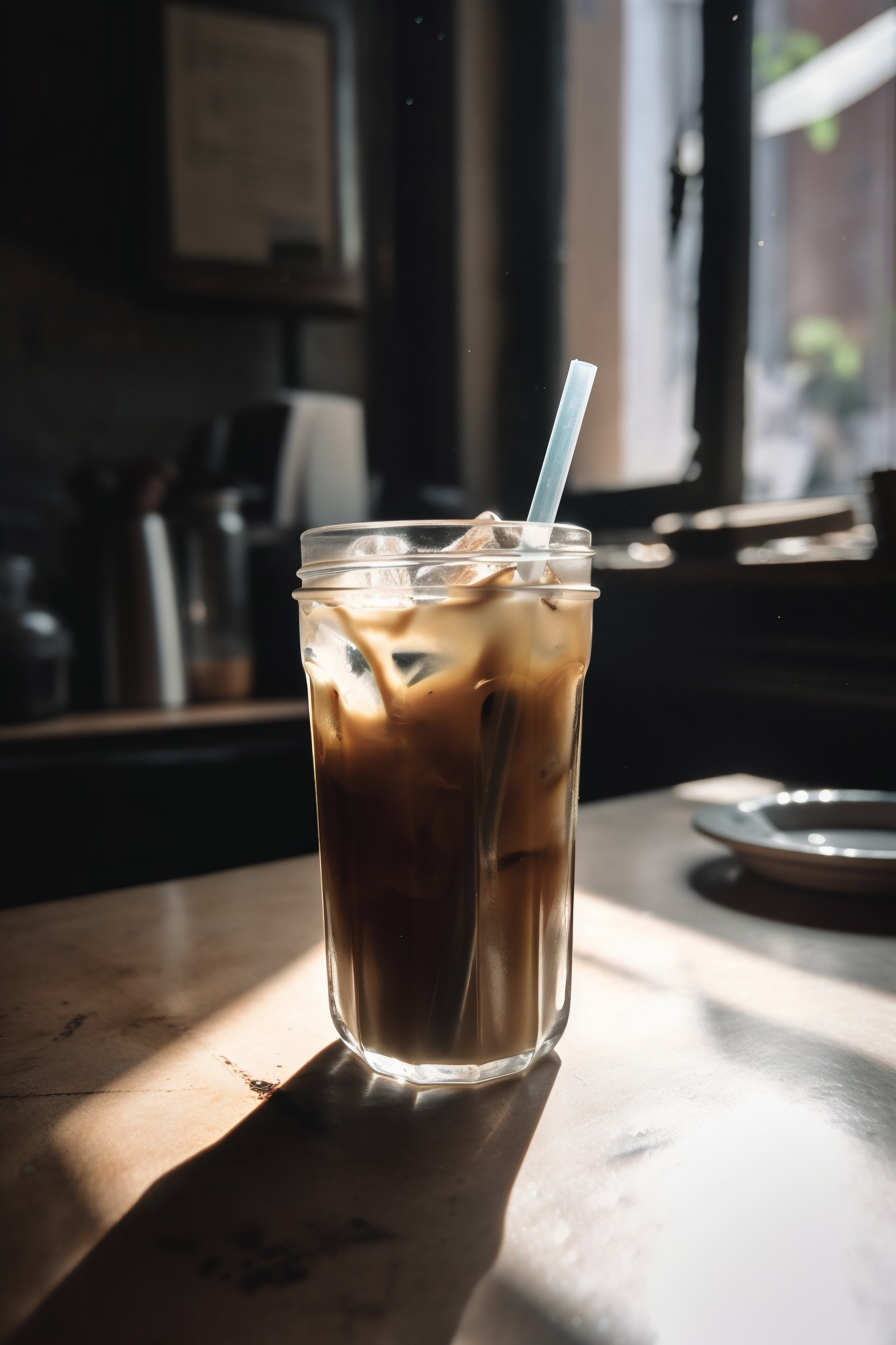 Iced black coffee with faded black