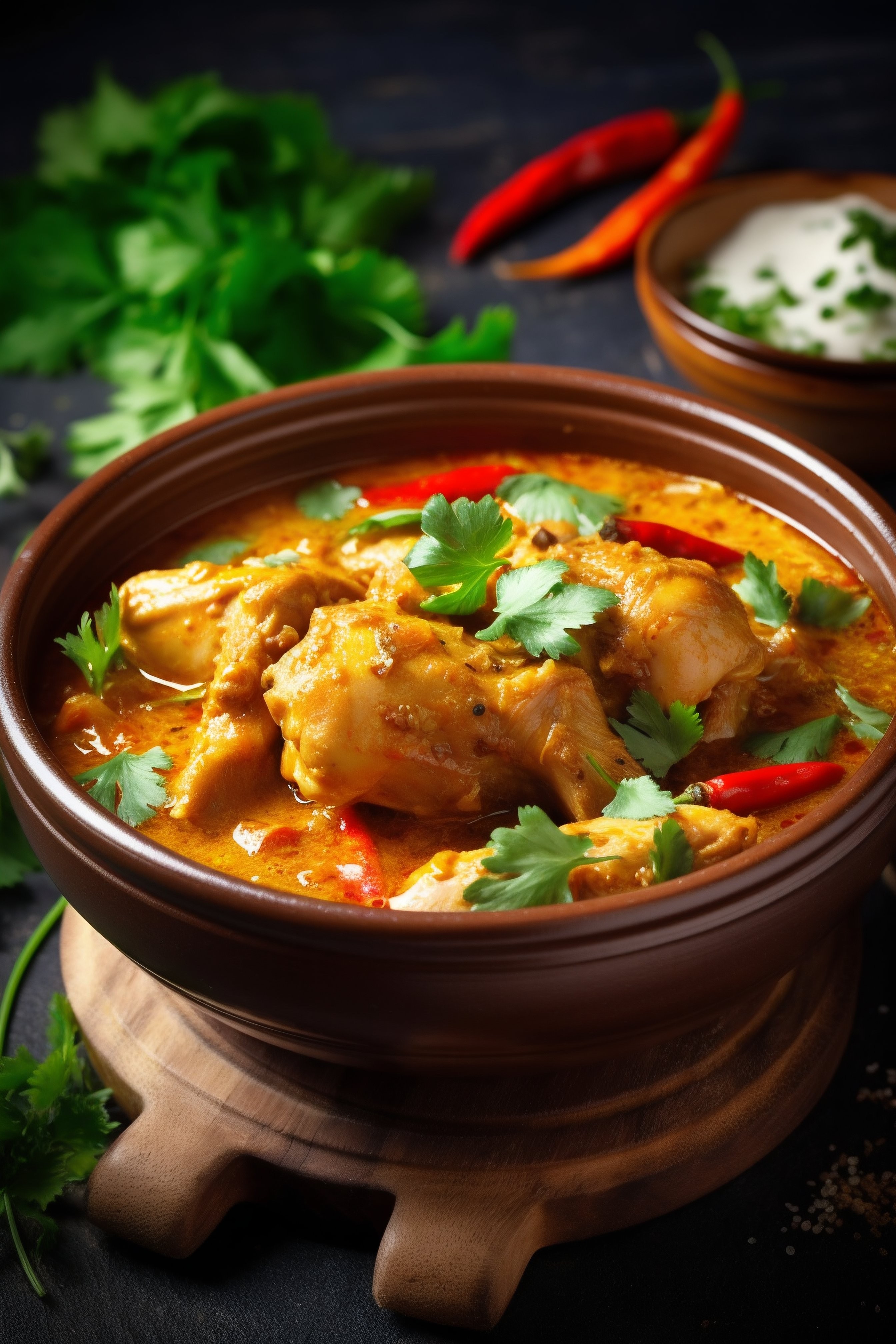 Tigela de curry de frango indiano