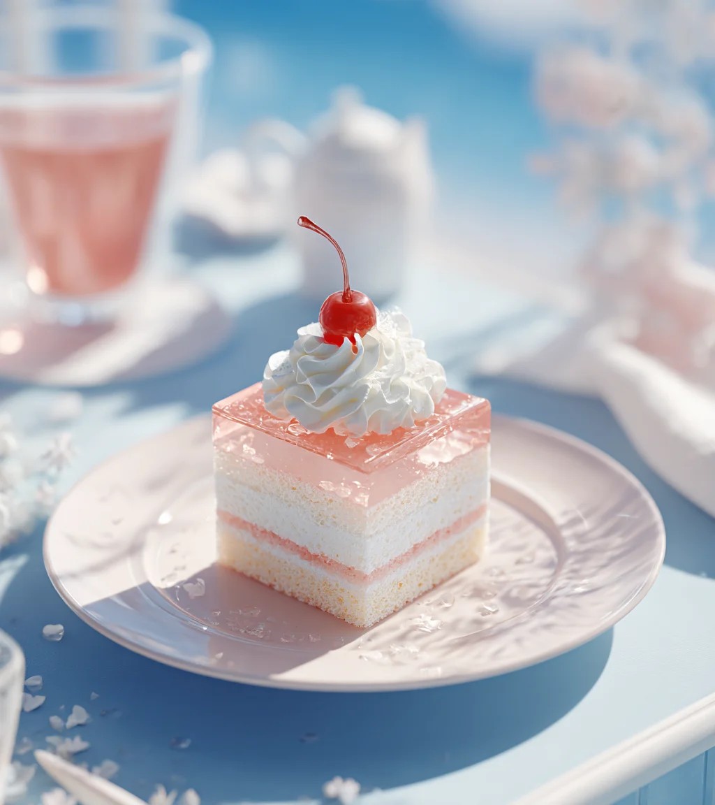 Pastel de Crema de Fresa en Capas con Cobertura de Cereza