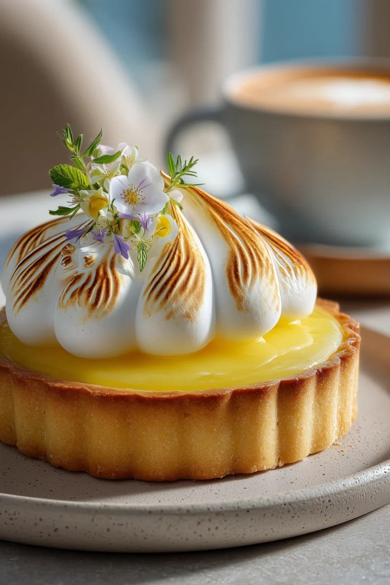 Lemon Meringue Tart with Edible Flowers
