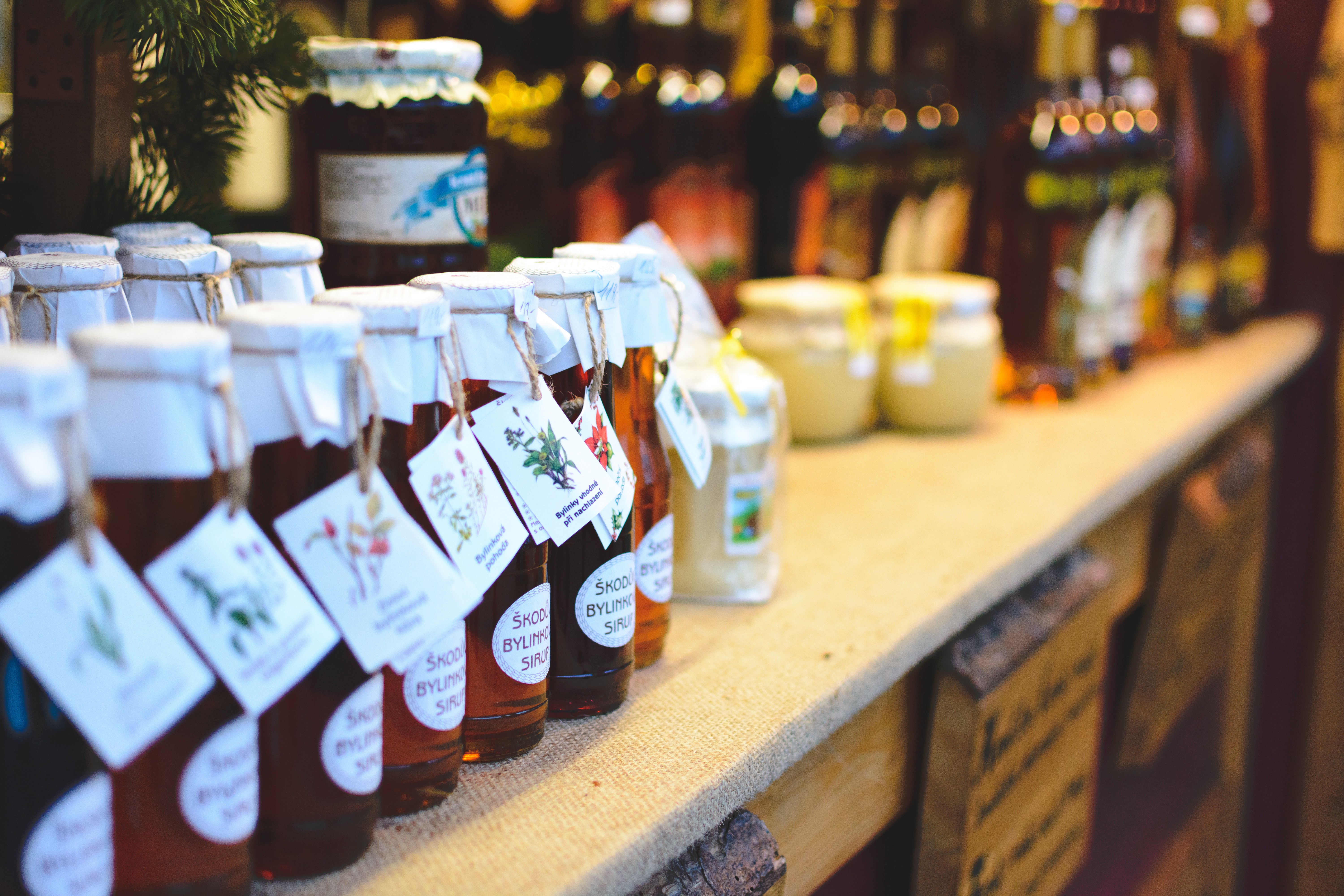 Soros herbais naturais no mercado de Natal