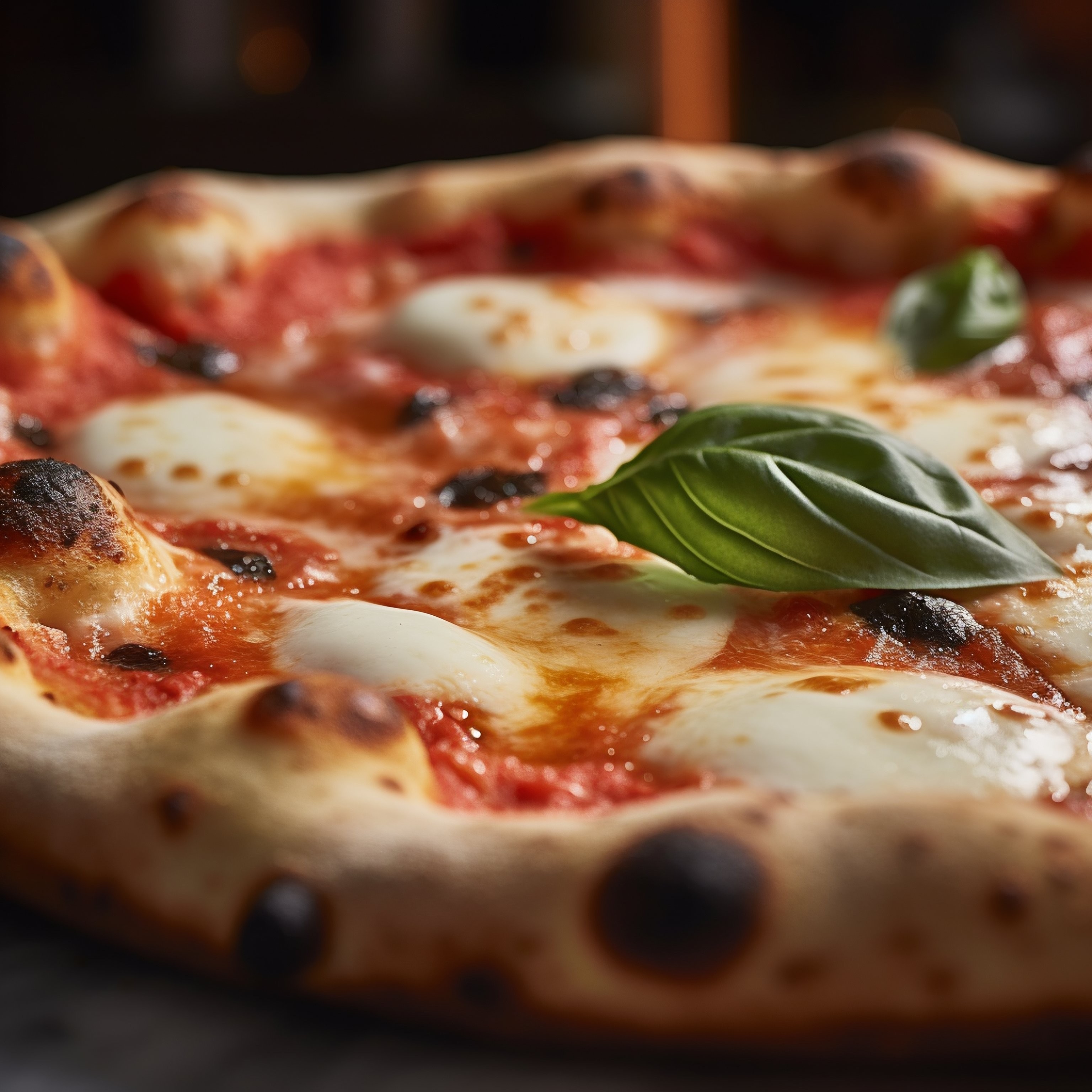 Close-up de pizza napolitana