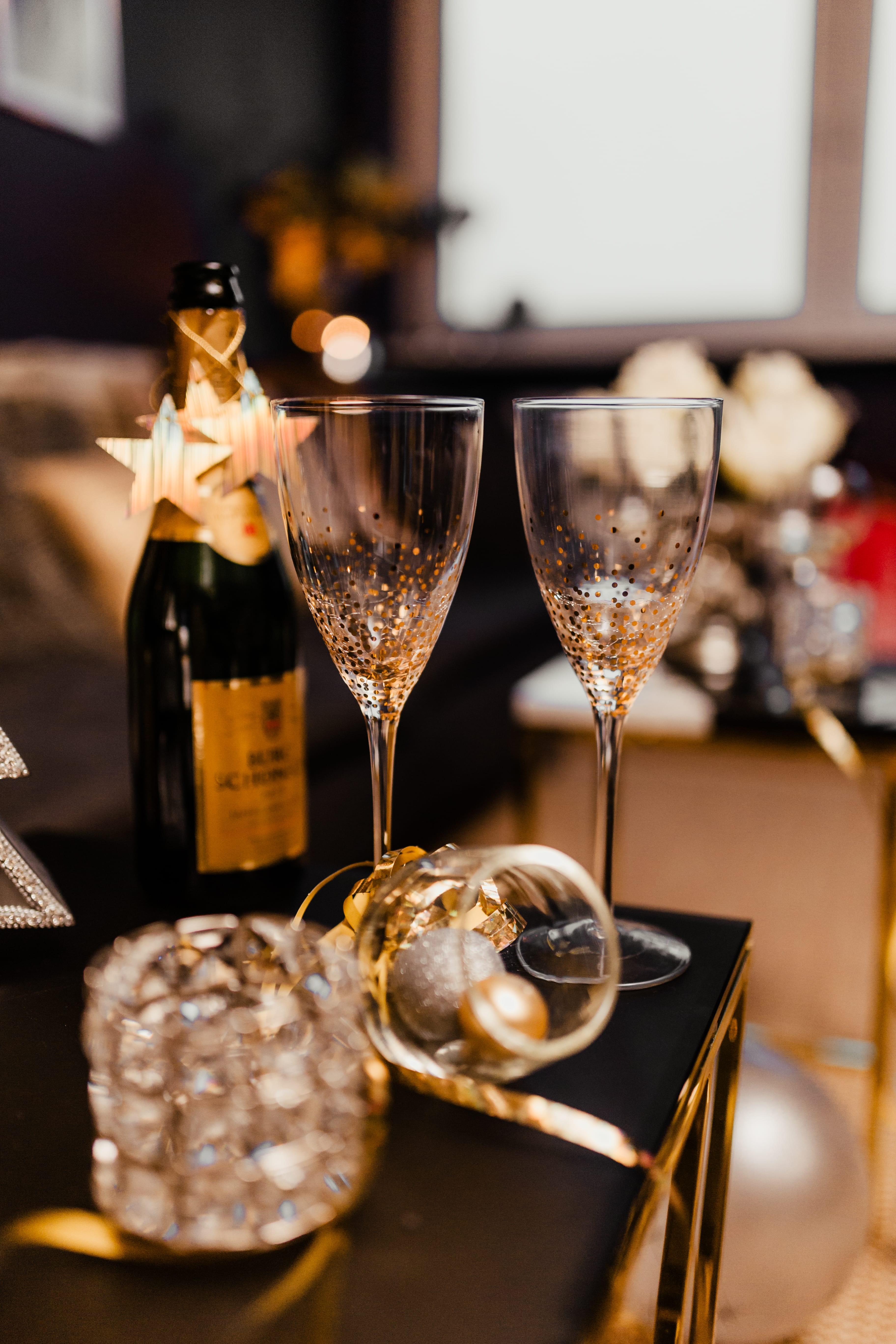 New Year's Eve celebration with champagne