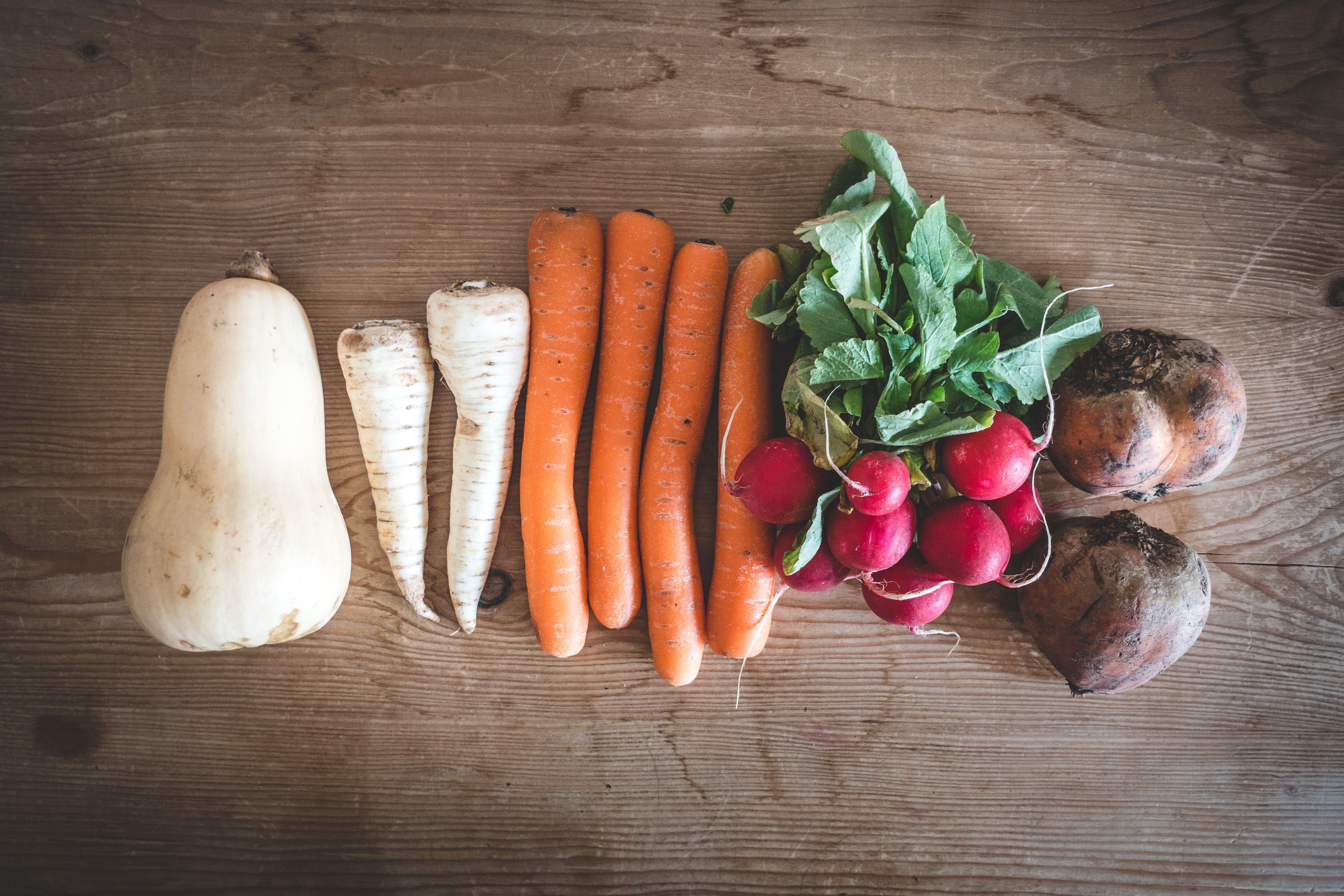 Cultivos de raíz orgánicos y otras verduras