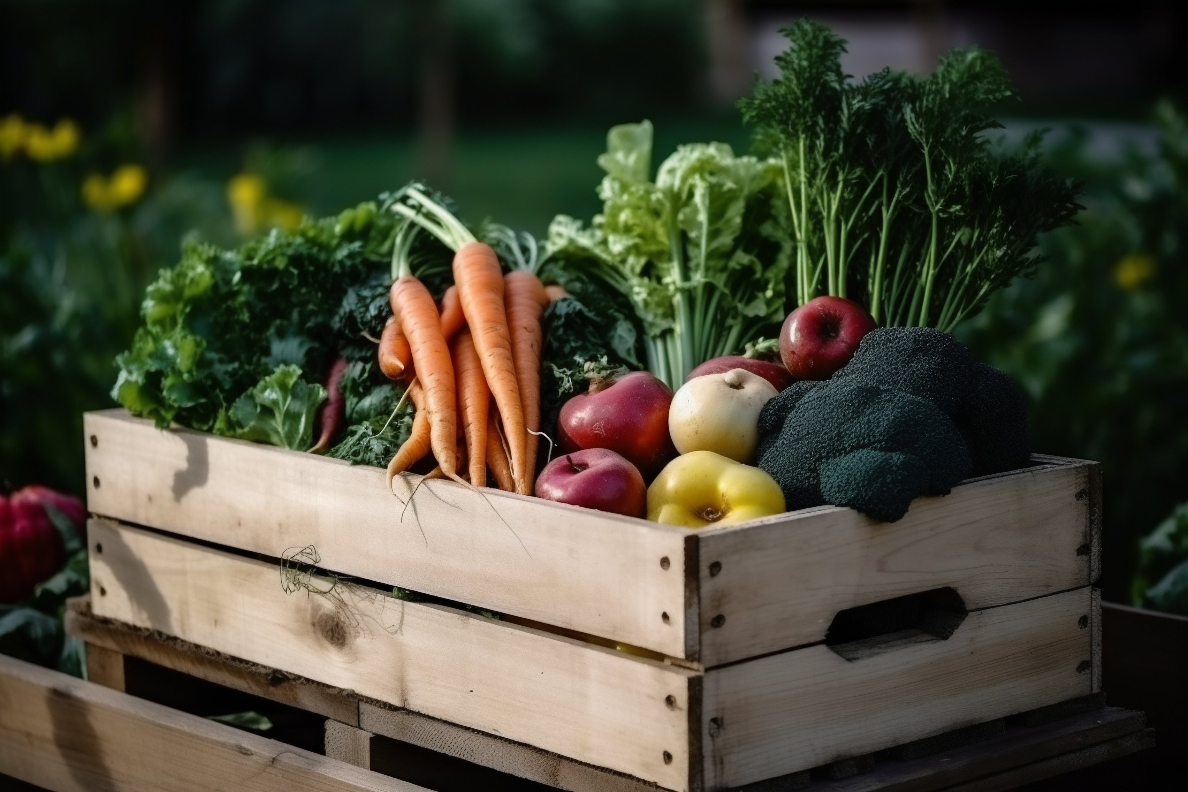 Organic vegetables in a garden