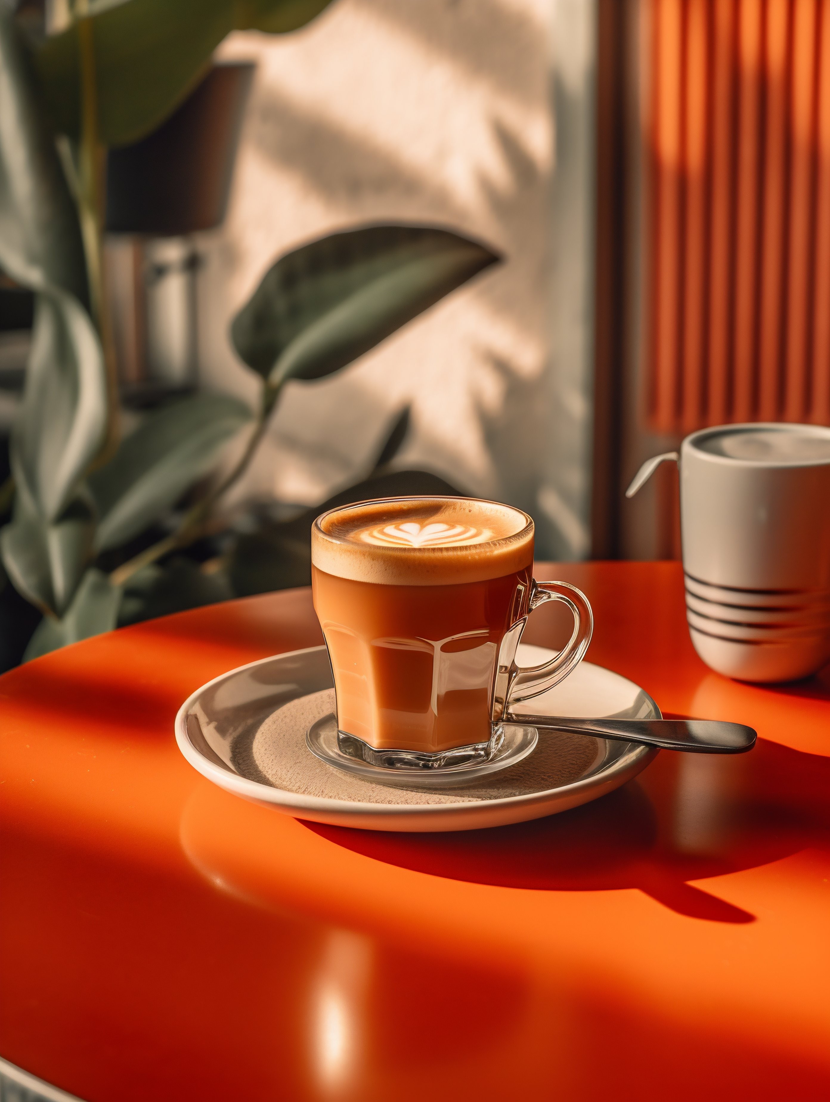 Café laranja perfeito na mesa