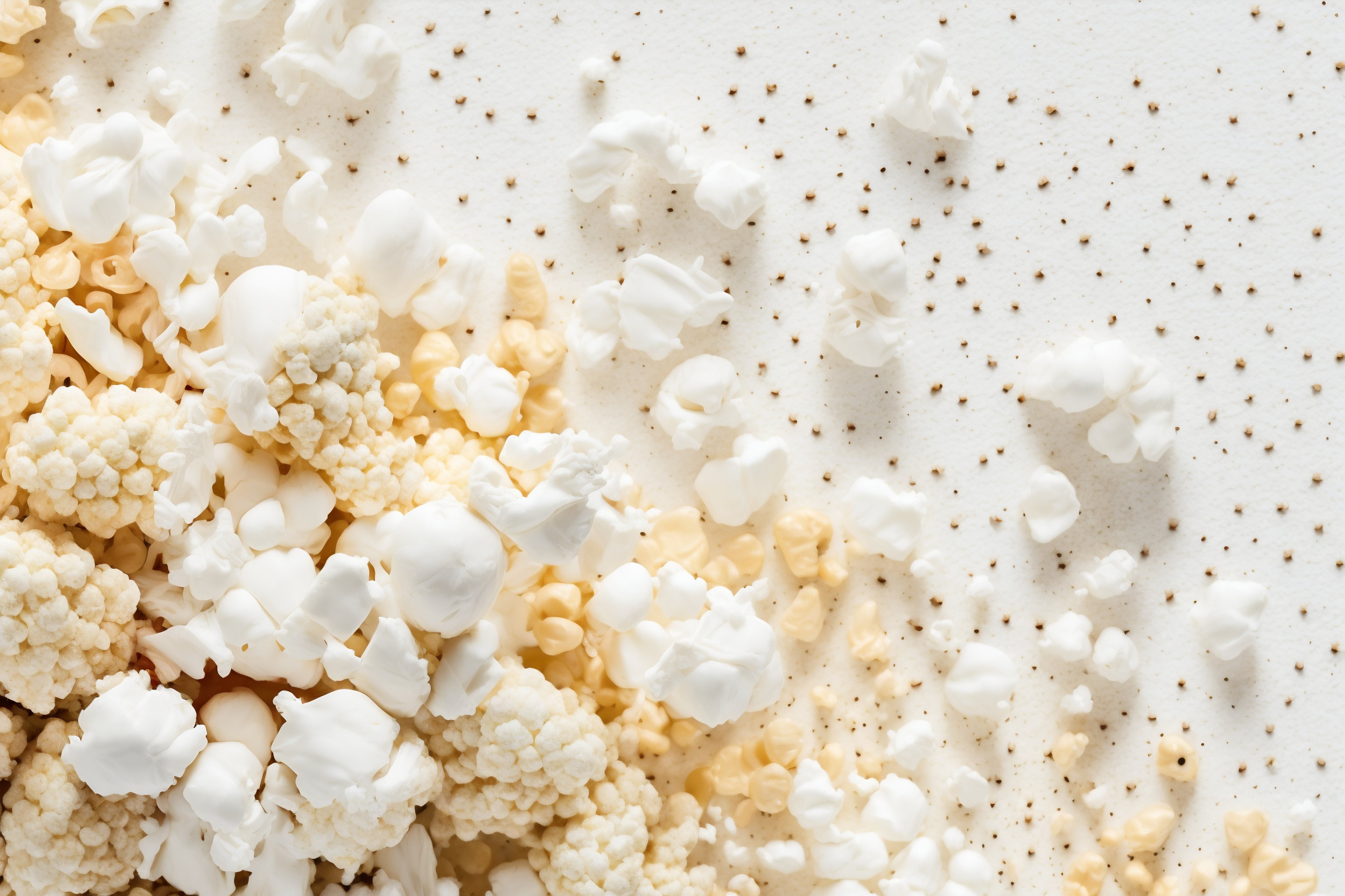 Popcorn detail on a white background