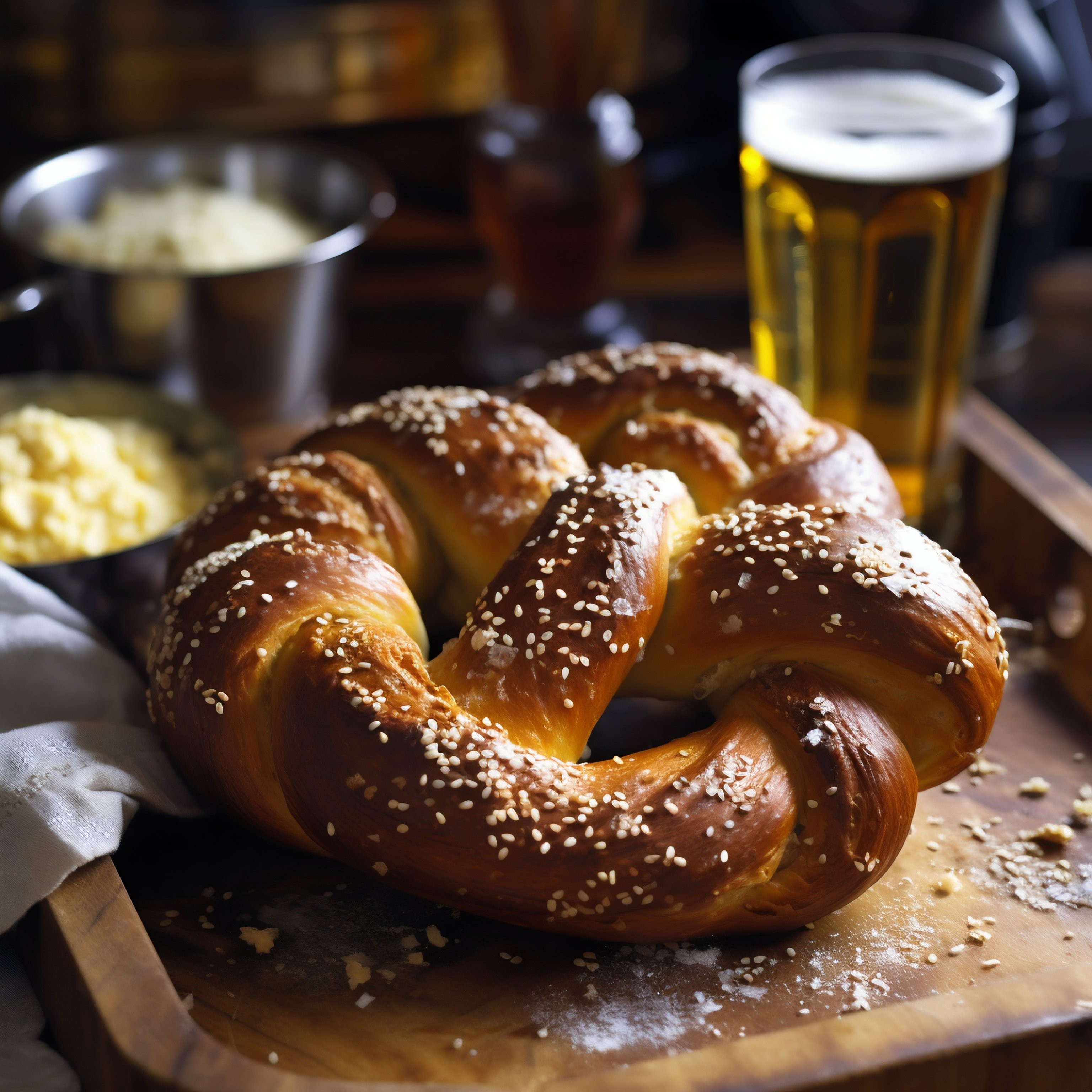 Pretzel con cerveza