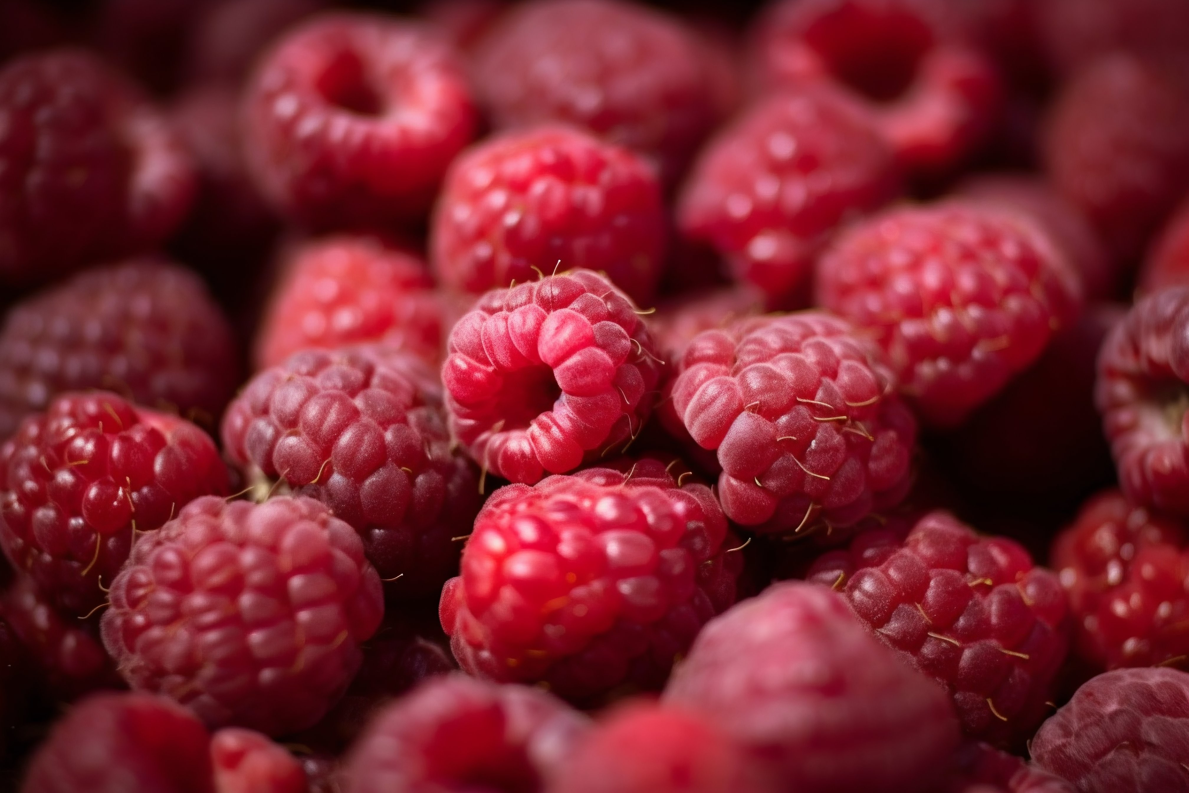 Raspberries detailed macro shot