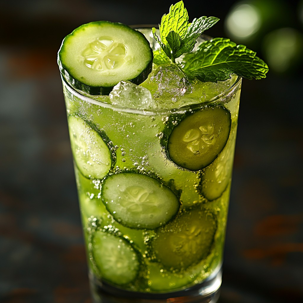 Refreshing Cucumber Mint Cooler in Sparkling Drink