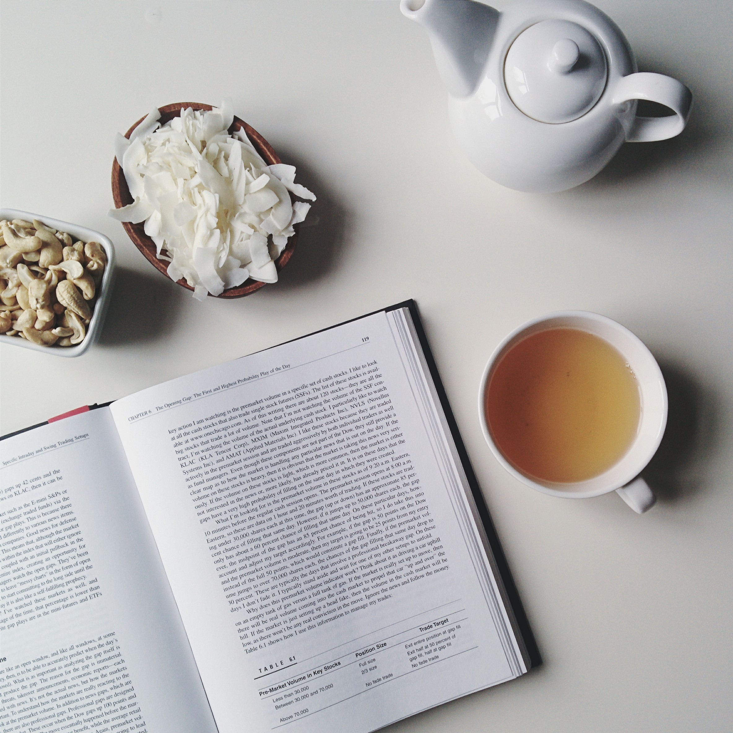 Domingo relaxante com chá e um livro