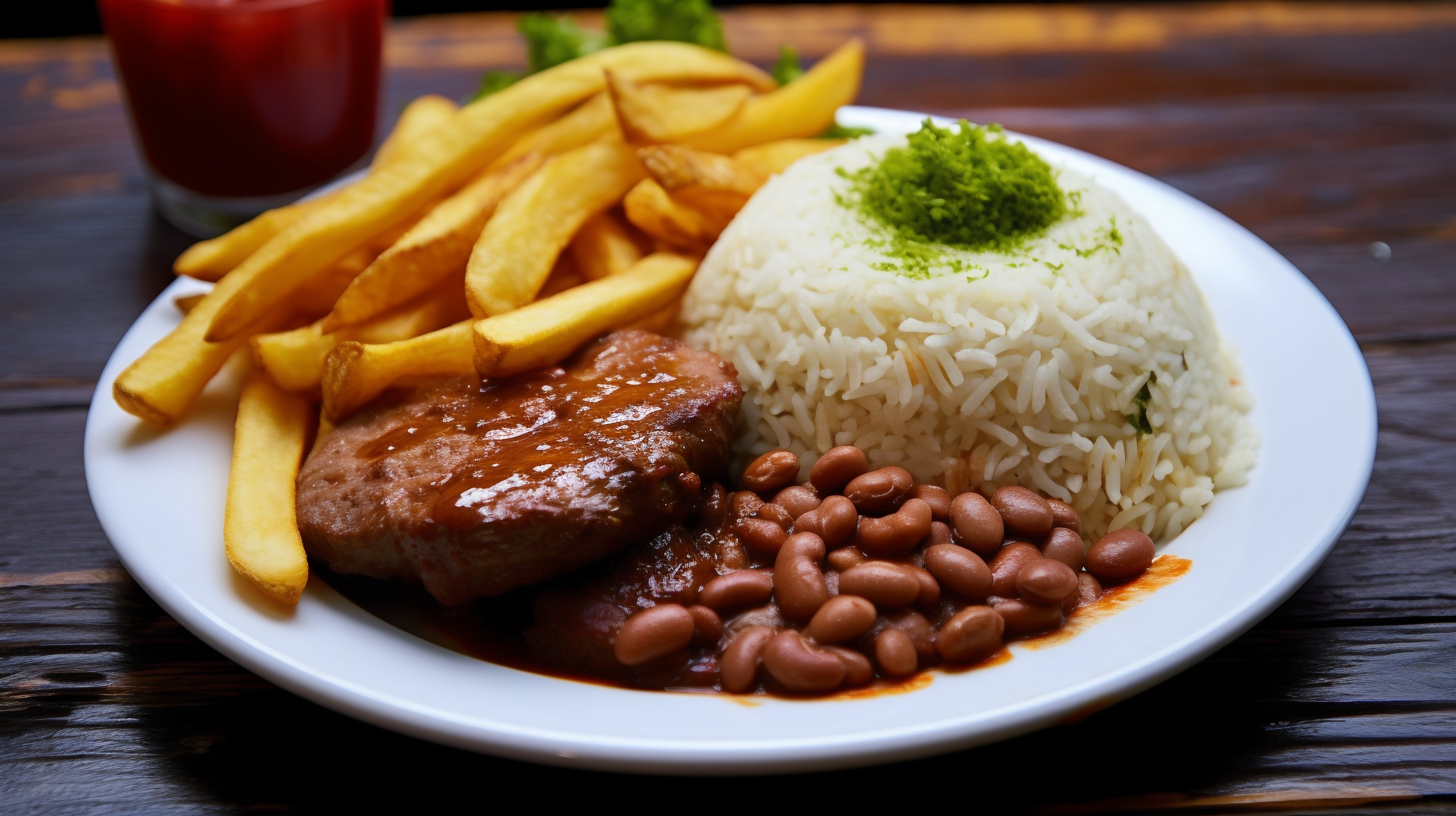 Arroz, feijão e carne brasileira