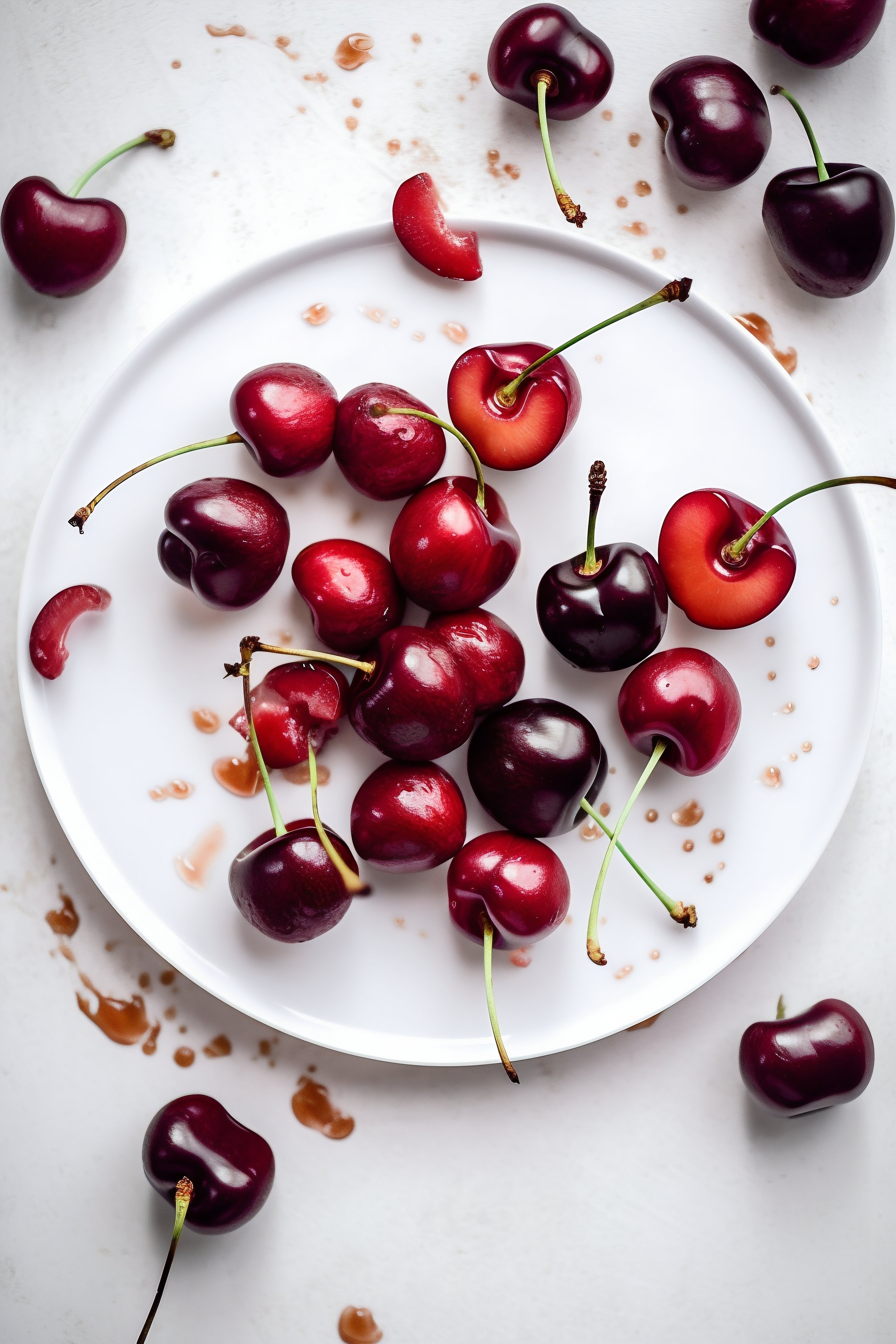 Cerejas frescas em um prato