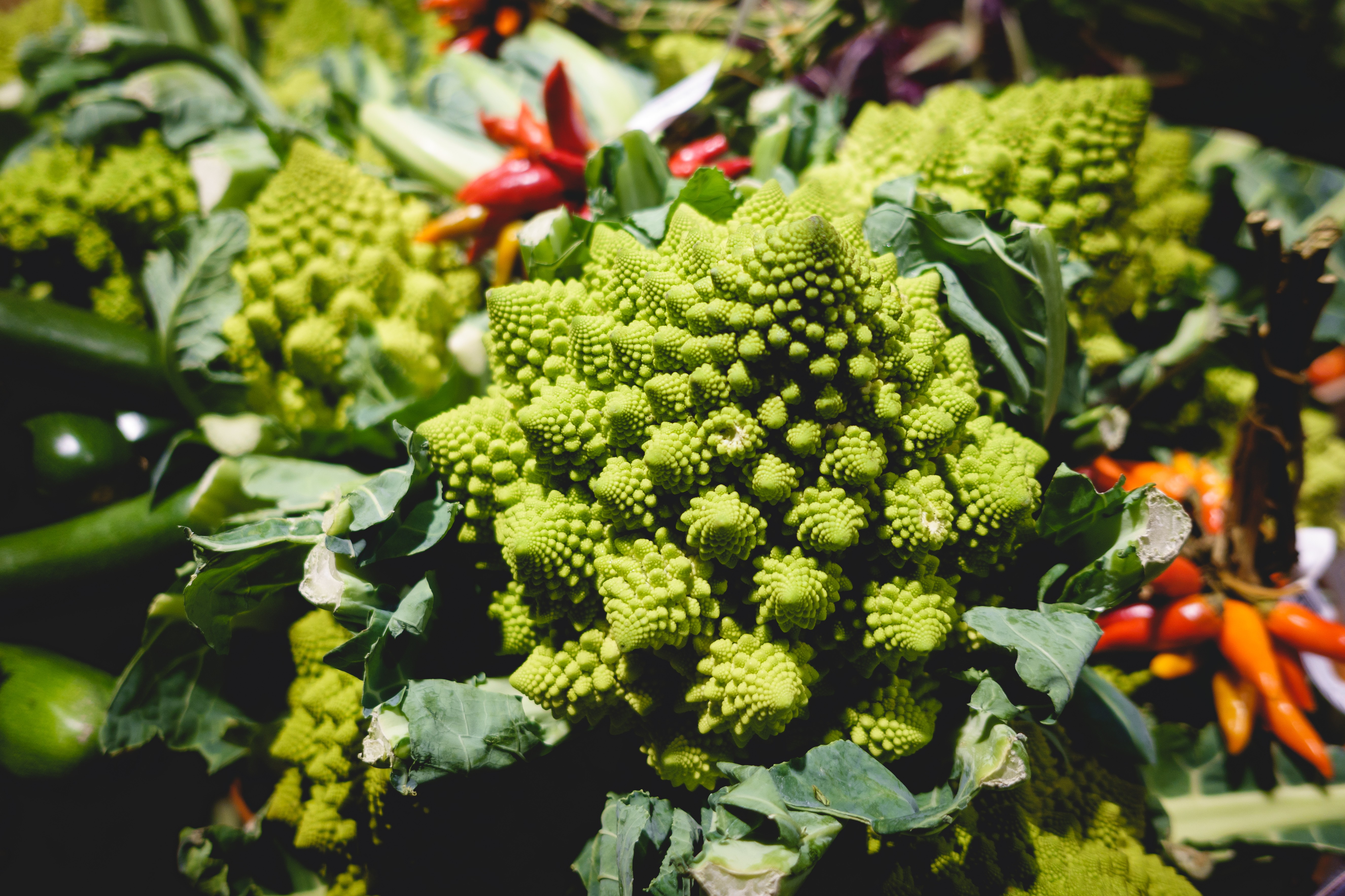 Romanesco broccoli in a grocery store