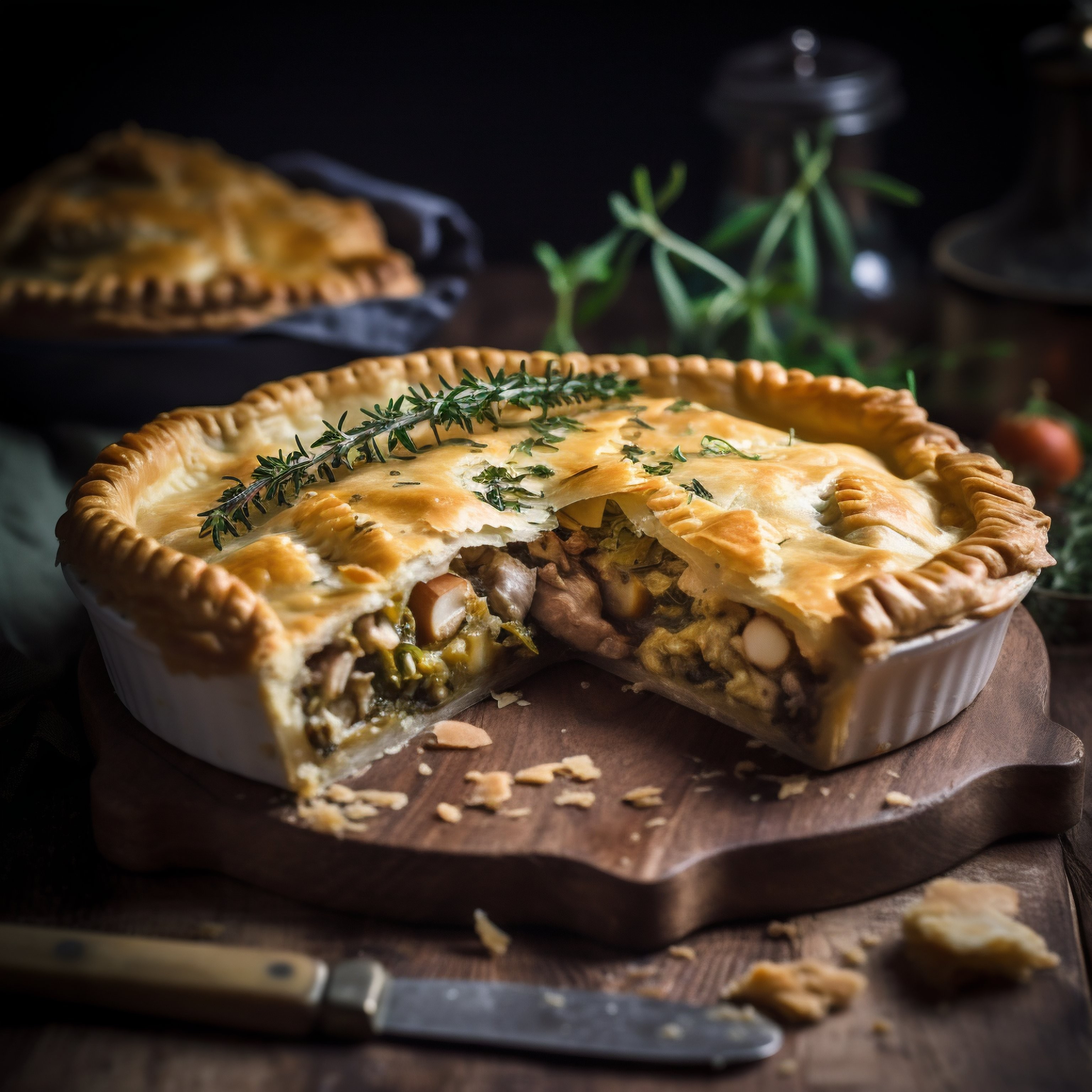 Empanada salada con una corteza crujiente