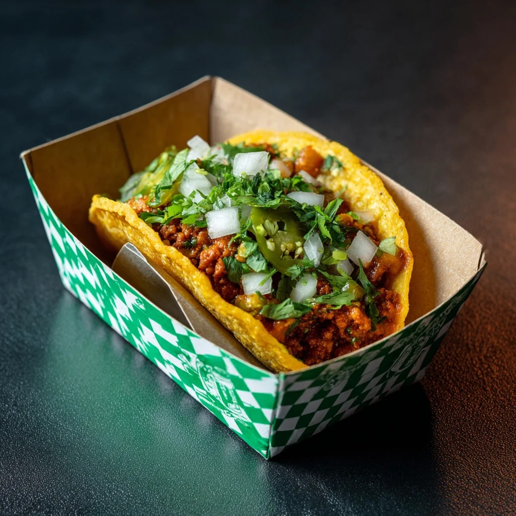 Taco Saboroso com Coberturas Frescas em Cesta