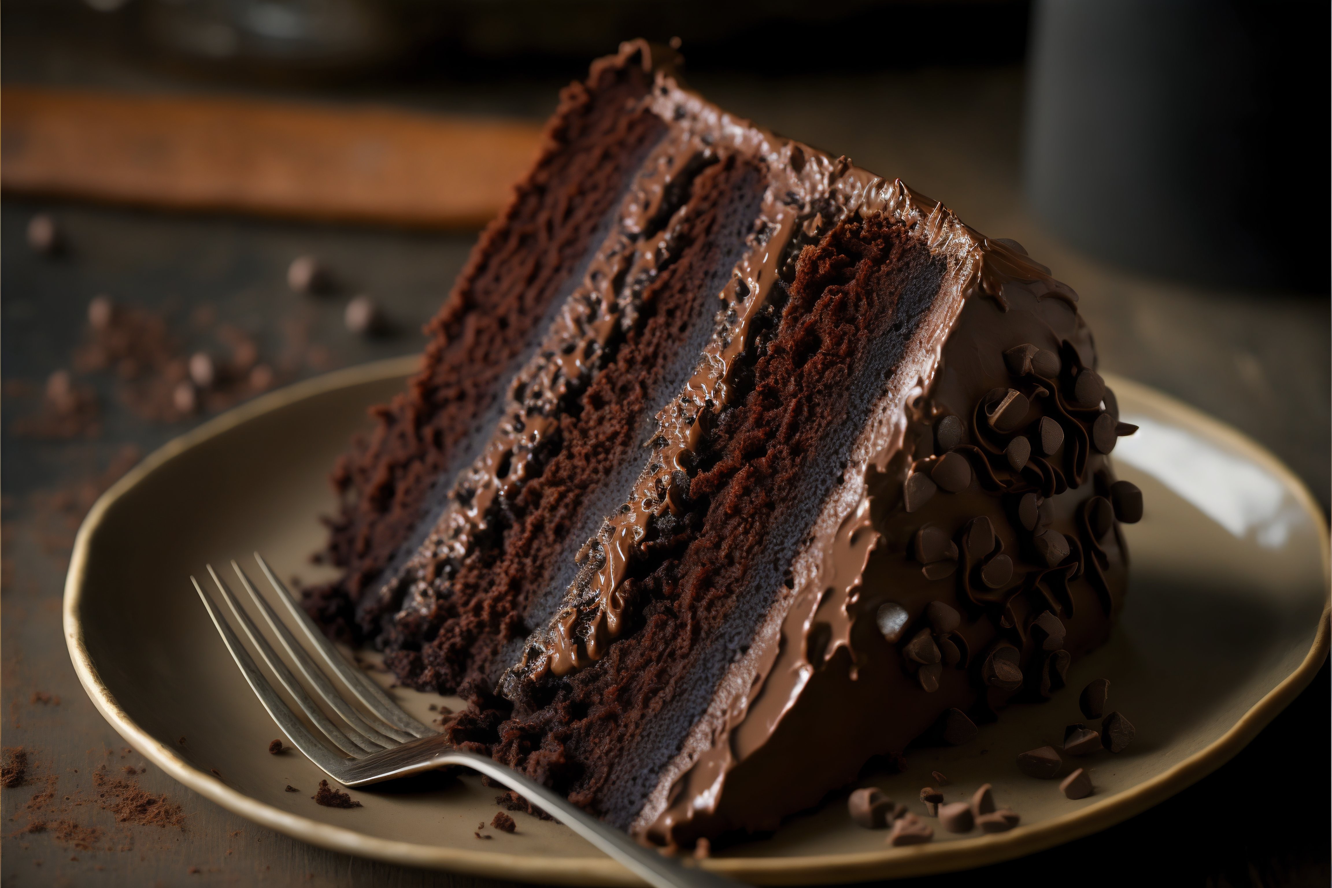 Fatia de bolo de chocolate