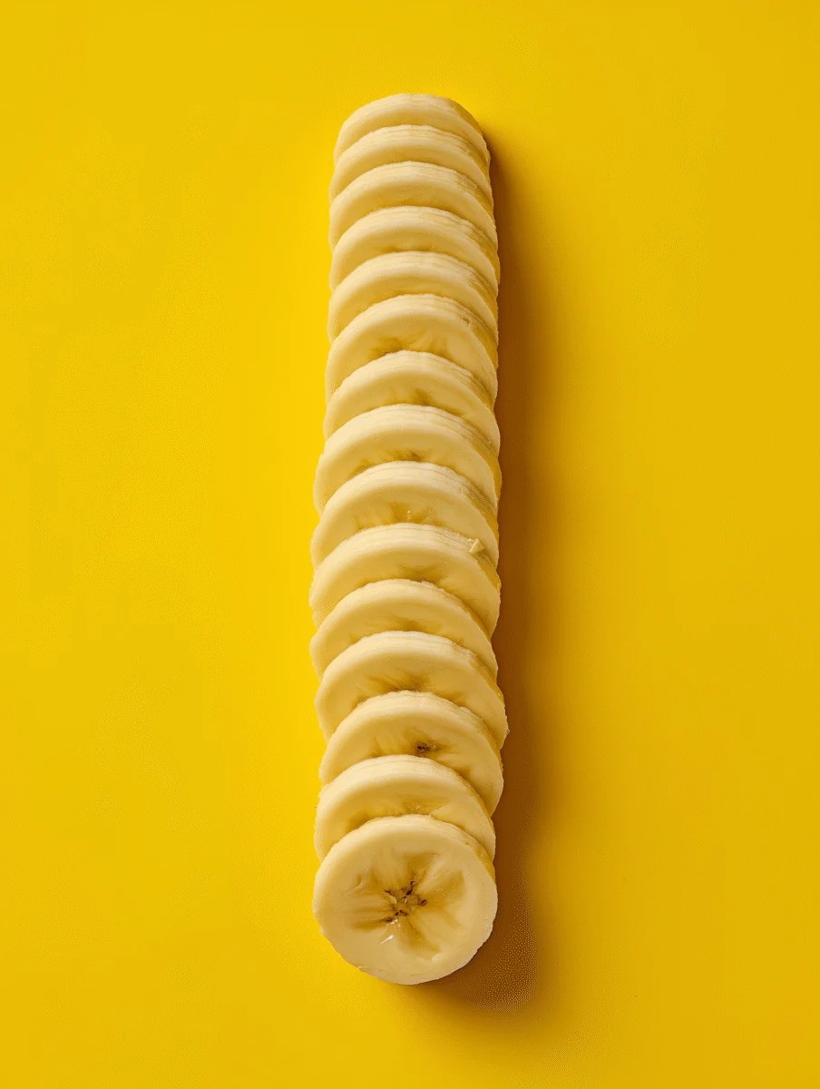 Sliced Banana on Vibrant Yellow Background
