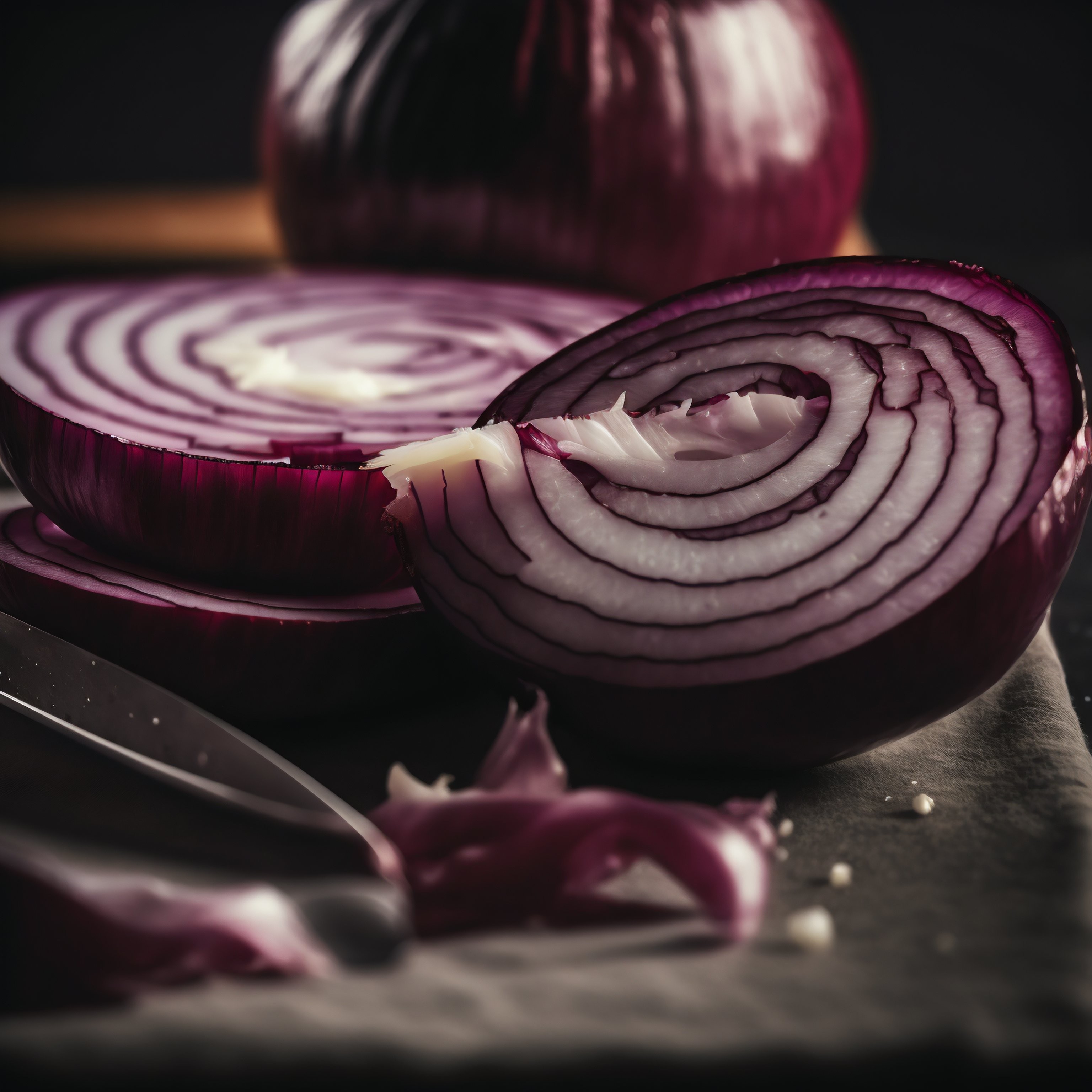 Sliced red onion detail