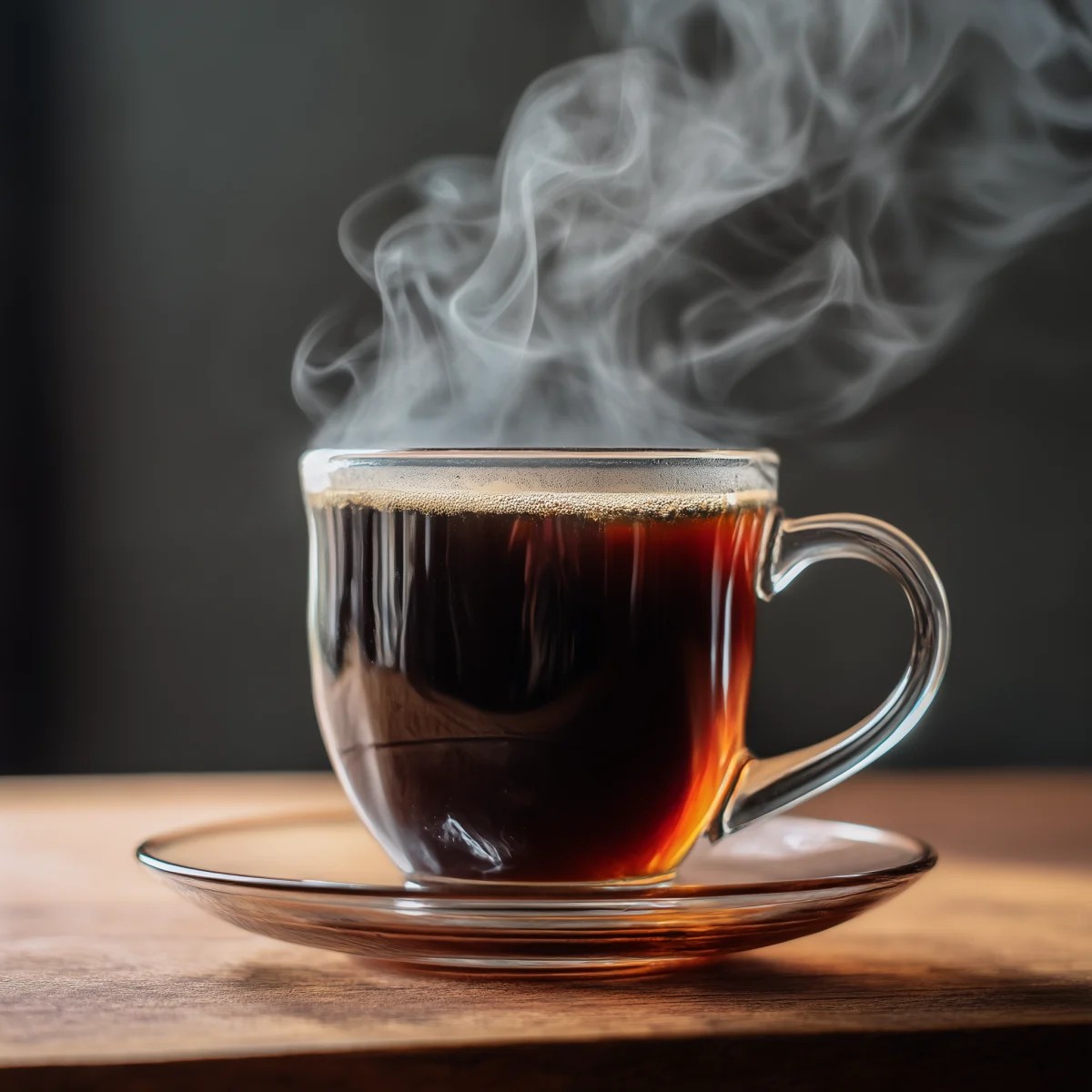 Steaming Hot Coffee in Clear Glass Mug