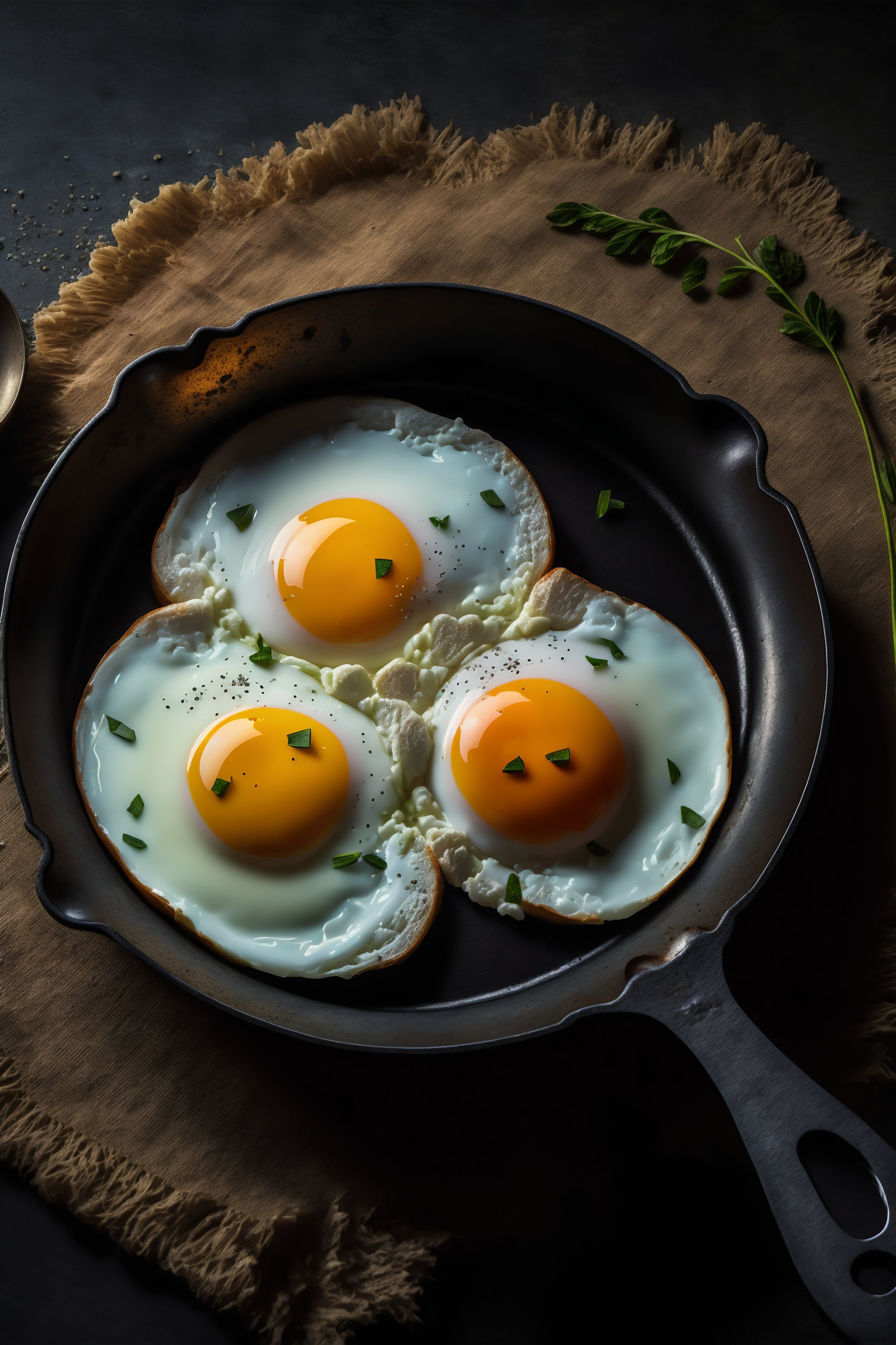 Huevos estrellados en una sartén