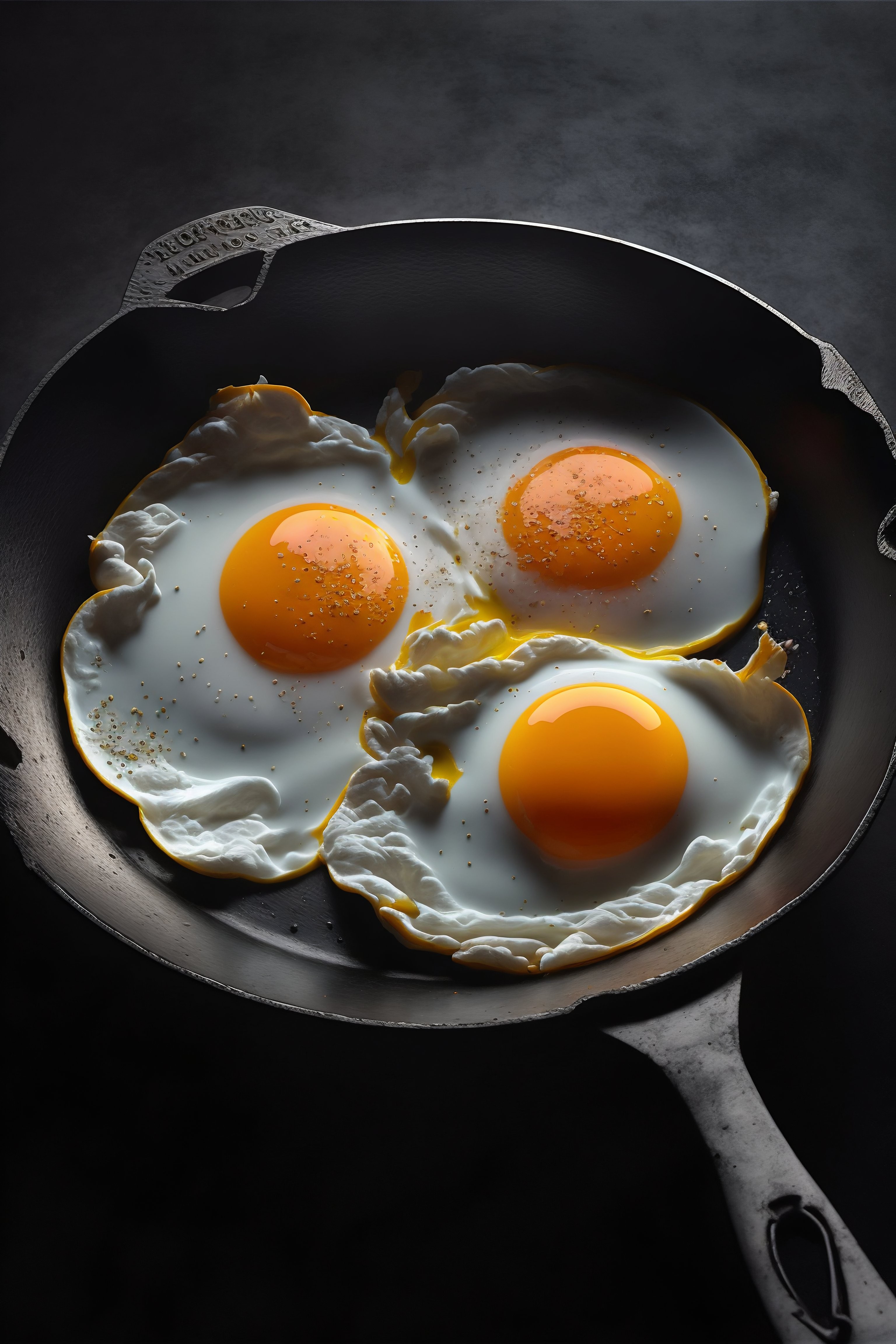 Sunny side up eggs on a skillet