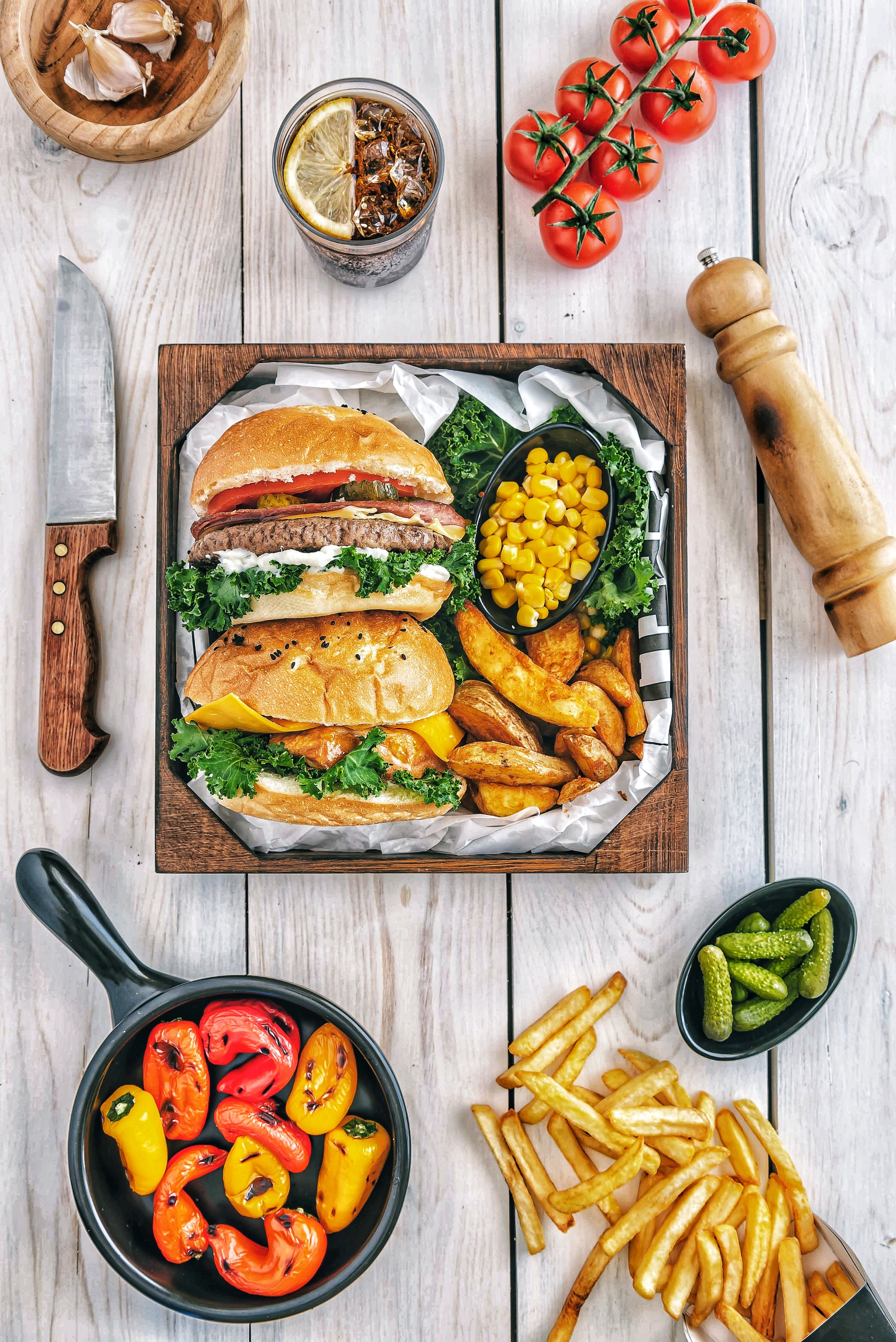 Nicely served burgers