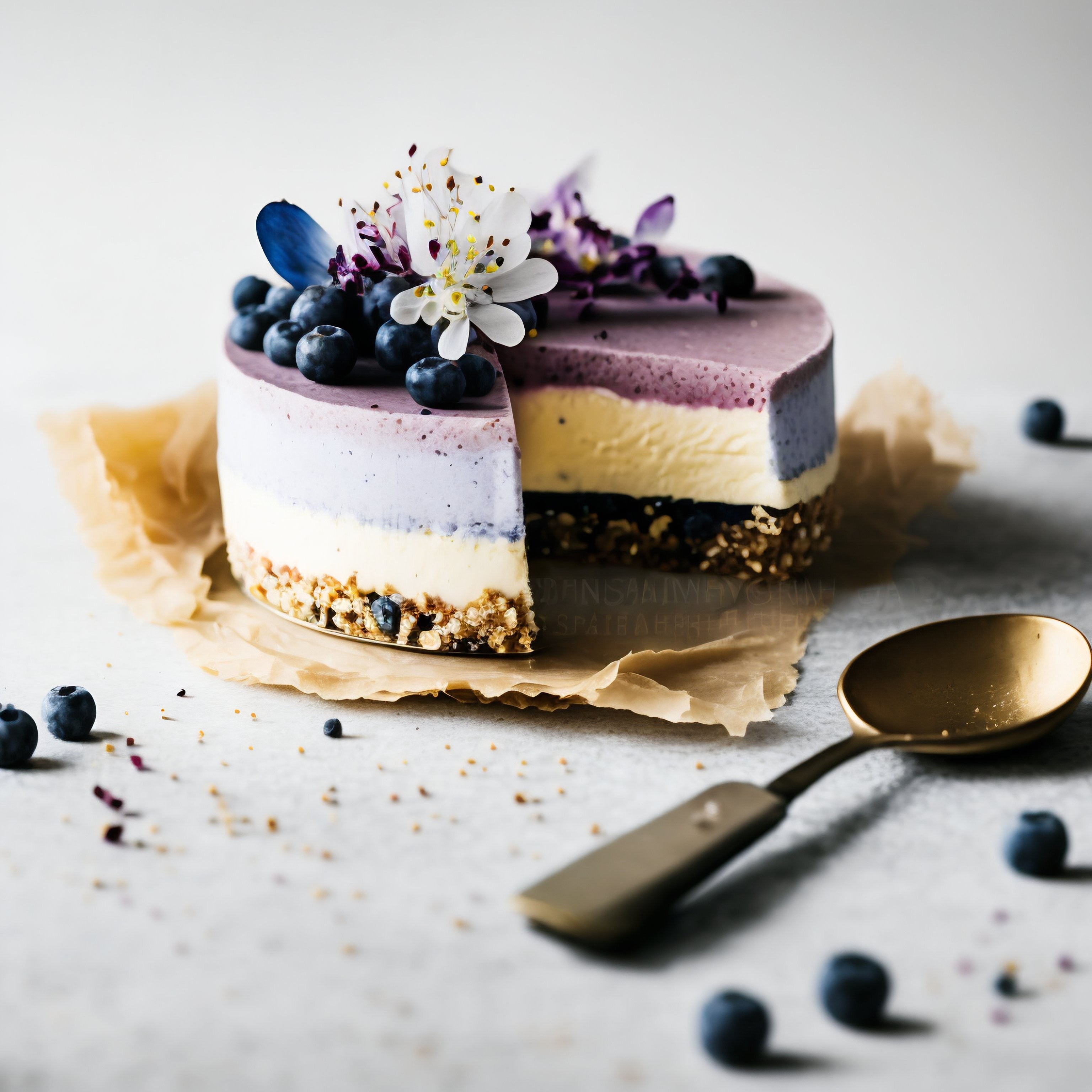 Cheesecake vegano de mirtilo