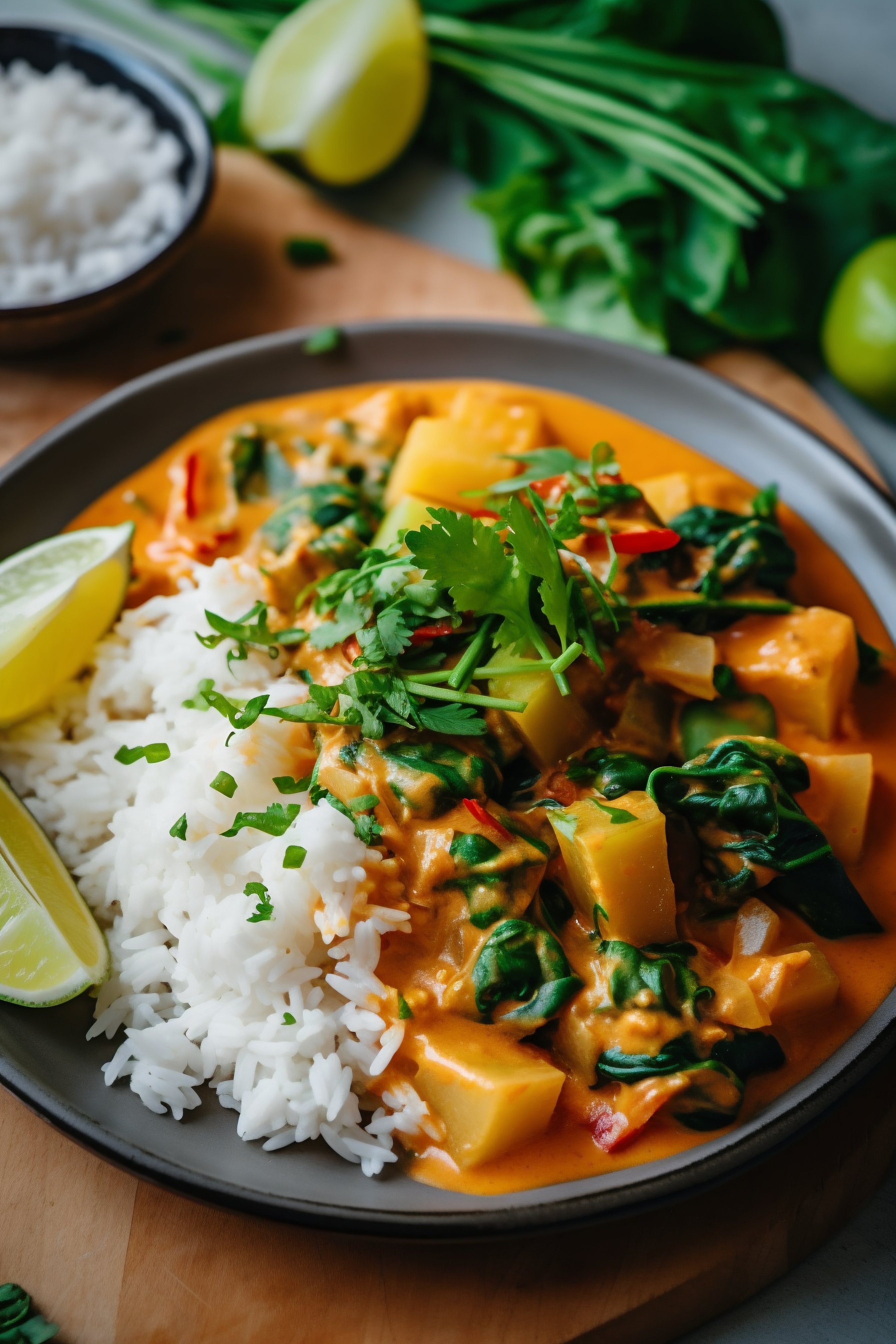 Curry vegano com ervas frescas