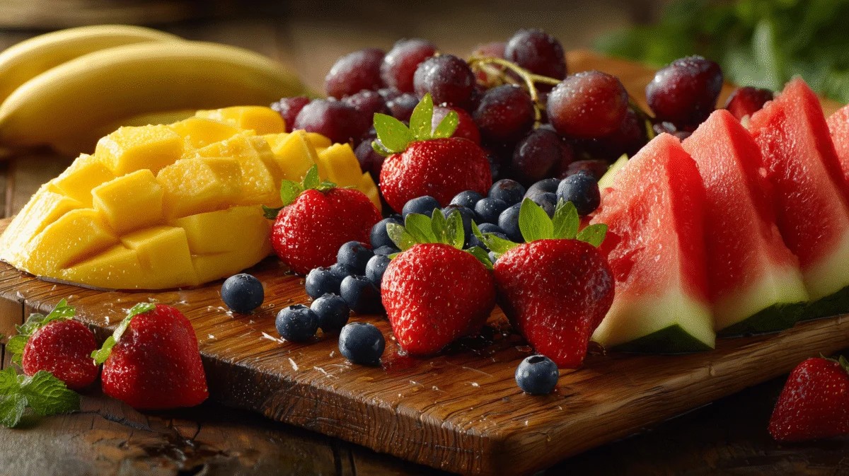Vibrant Fruit Platter with Fresh Berries and Mango